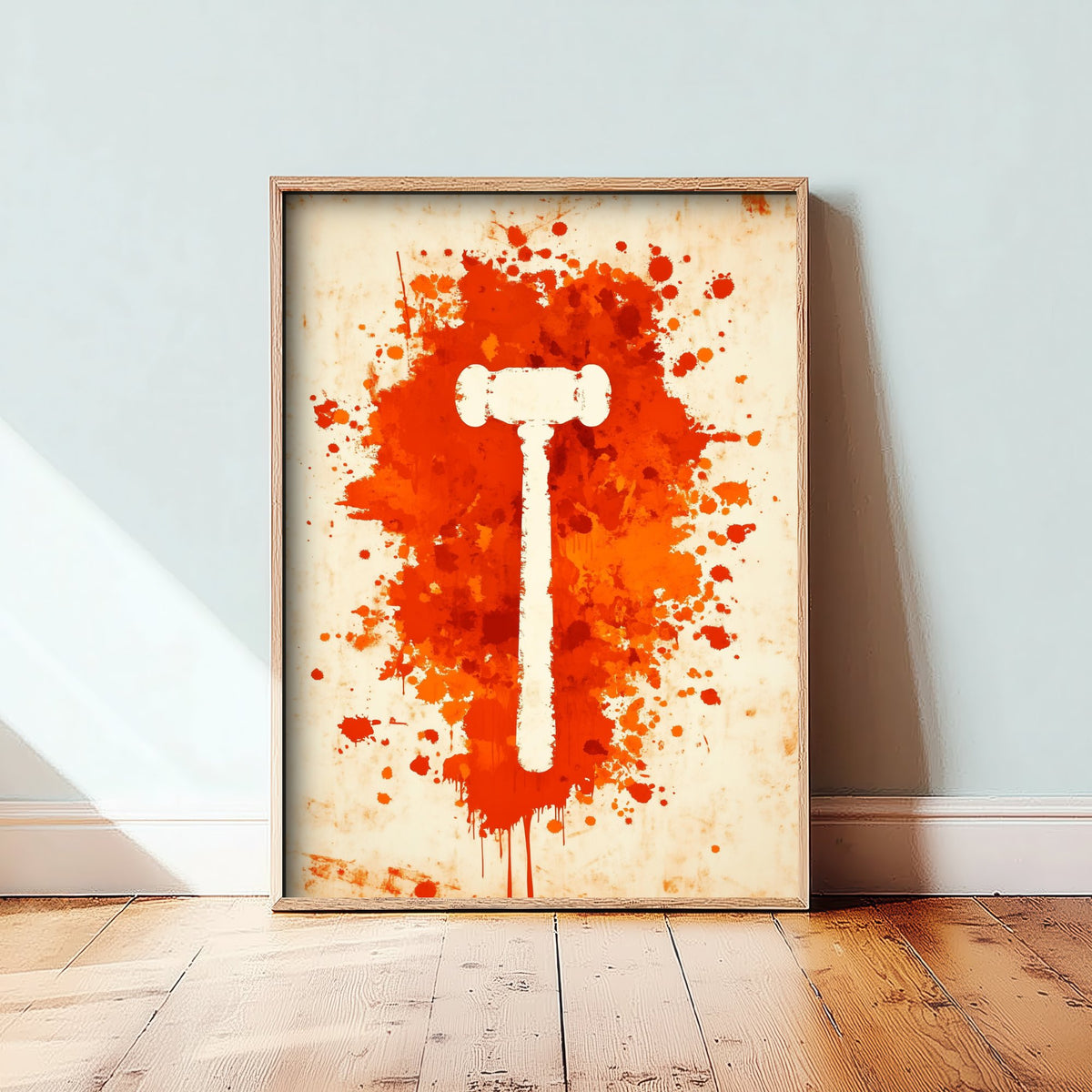Gavel Law Art Print - Legal Office Poster - Orange Grunge Illustration - Lawyer Gift 1/3