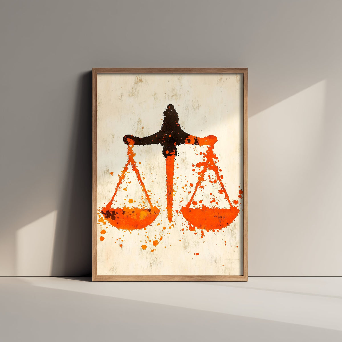 Scales of Justice Art Print - Law Office Poster - Orange Grunge Illustration - Lawyer Gift 3/3