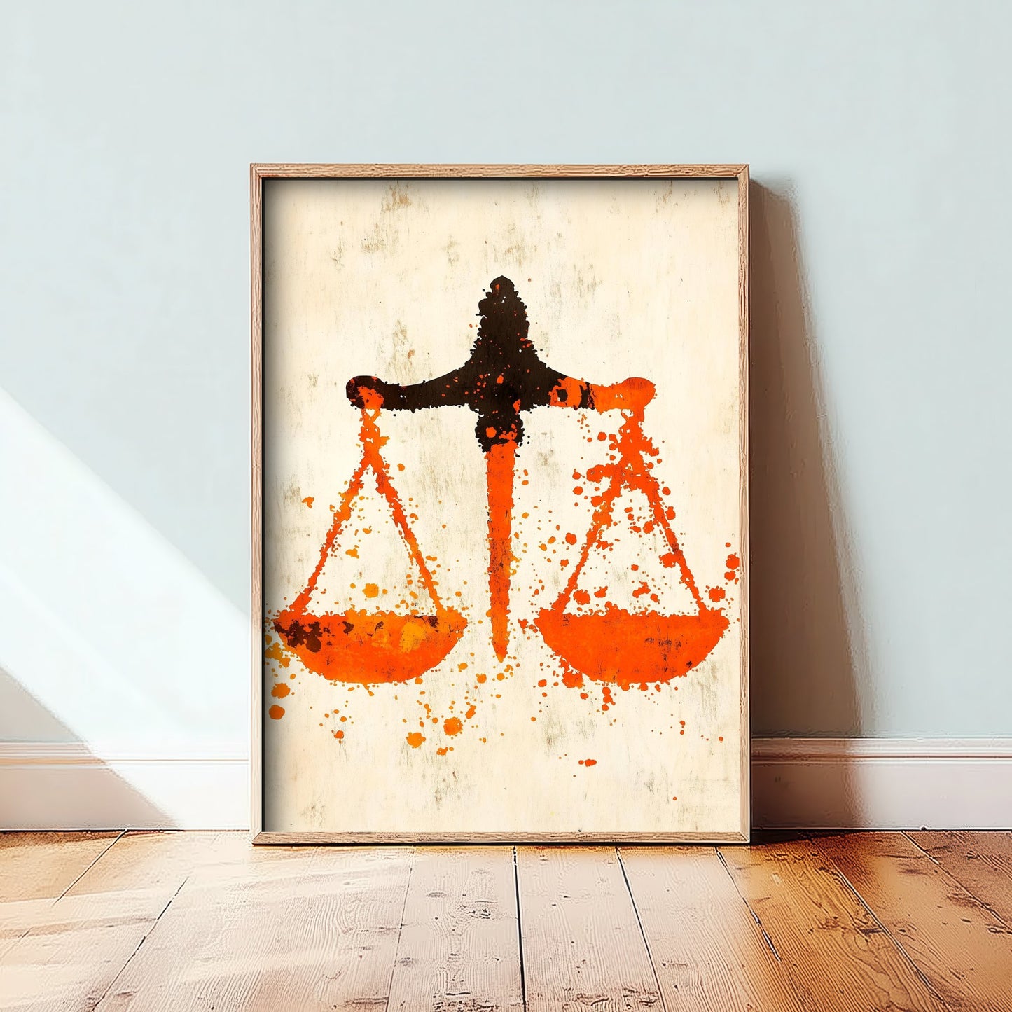 Scales of Justice Art Print - Law Office Poster - Orange Grunge Illustration - Lawyer Gift 3/3