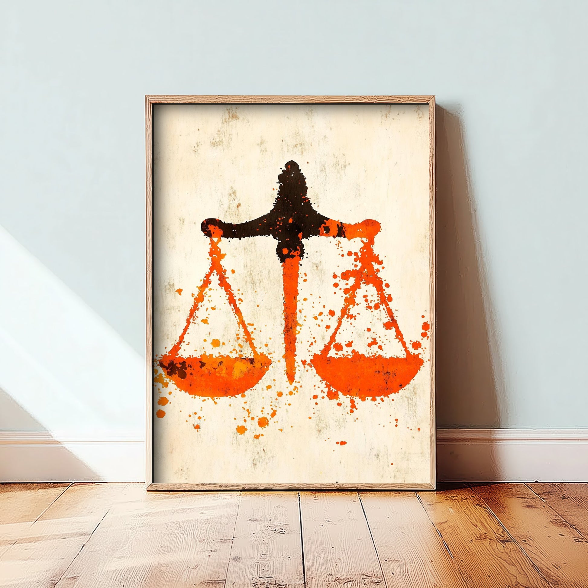 Scales of Justice Art Print - Law Office Poster - Orange Grunge Illustration - Lawyer Gift 3/3