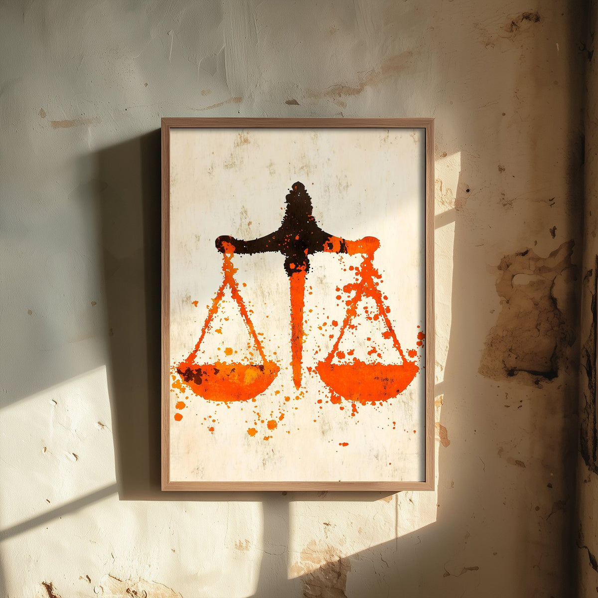 Scales of Justice Art Print - Law Office Poster - Orange Grunge Illustration - Lawyer Gift 3/3