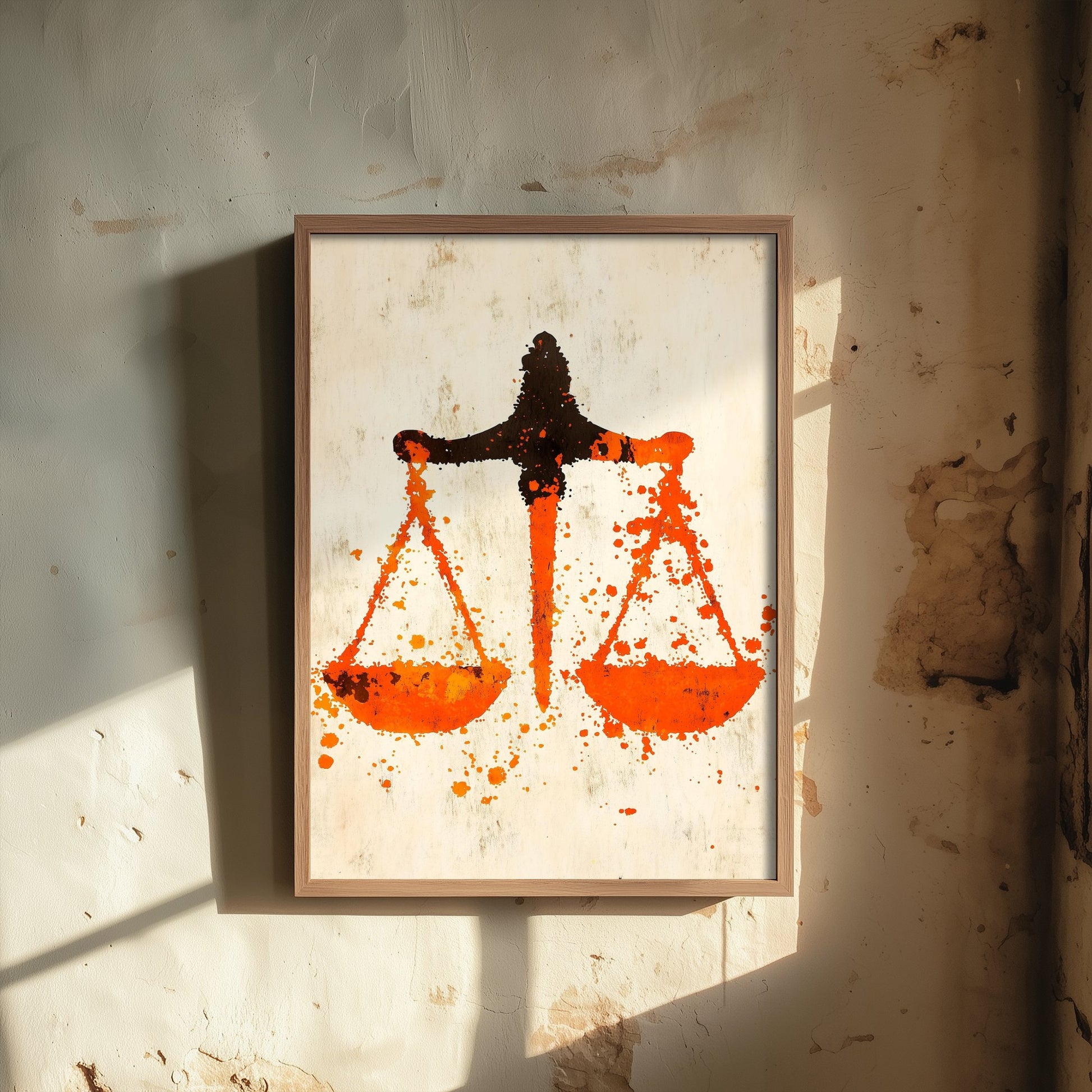 Scales of Justice Art Print - Law Office Poster - Orange Grunge Illustration - Lawyer Gift 3/3