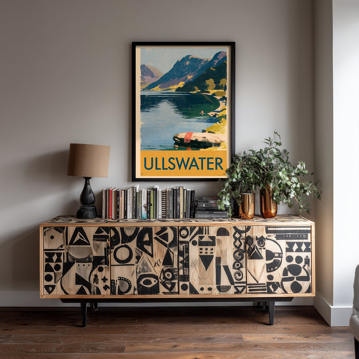 Ullswater Wild Swimming Travel Poster - Lake District Art Print - Vintage Cold Water Swim Illustration - Cumbria Lakes