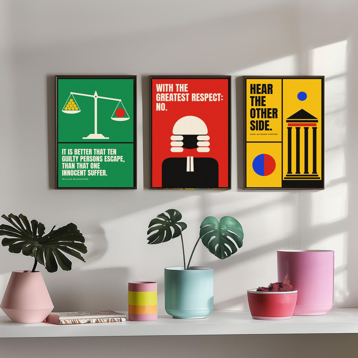 Law Quotes Set of Three Art Prints - 3 Bauhaus Lawyer Posters - Minimalist Office Wall Art Illustration V1