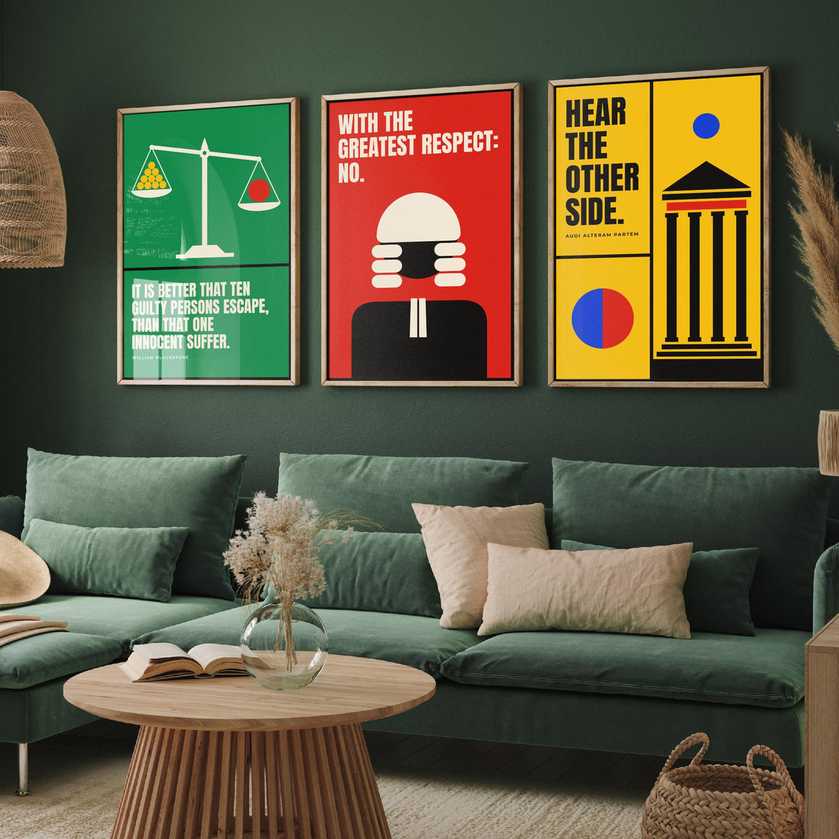 Law Quotes Set of Three Art Prints - 3 Bauhaus Lawyer Posters - Minimalist Office Wall Art Illustration V1