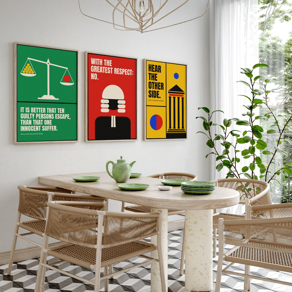 Law Quotes Set of Three Art Prints - 3 Bauhaus Lawyer Posters - Minimalist Office Wall Art Illustration V1