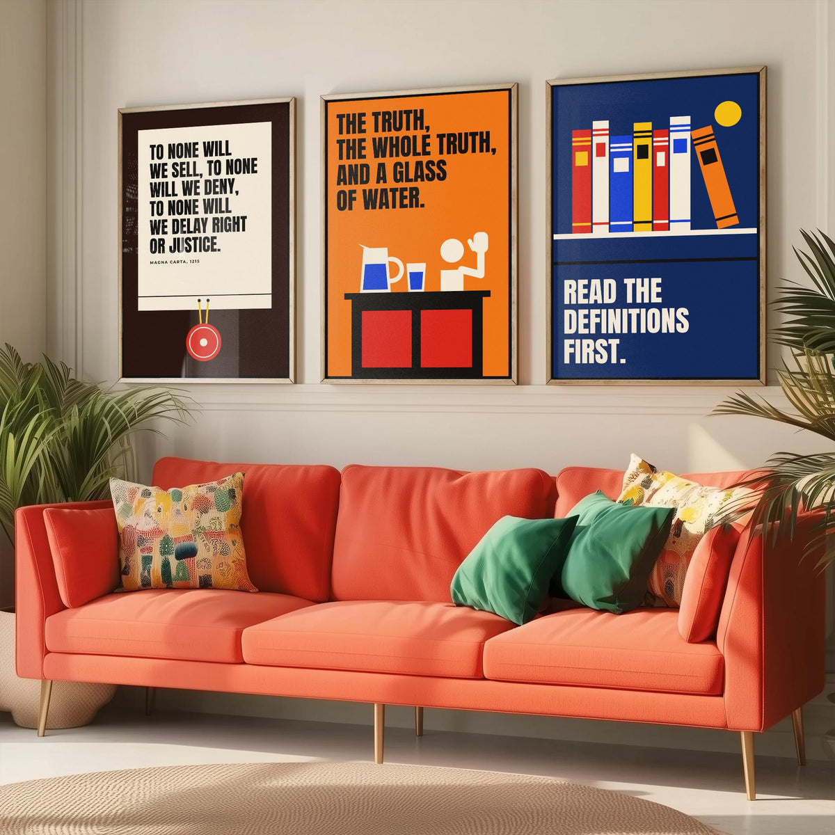 Law Quotes Set of Three Art Prints - 3 Retro Bauhaus Lawyer Posters - Minimalist Office Wall Art Illustration V2