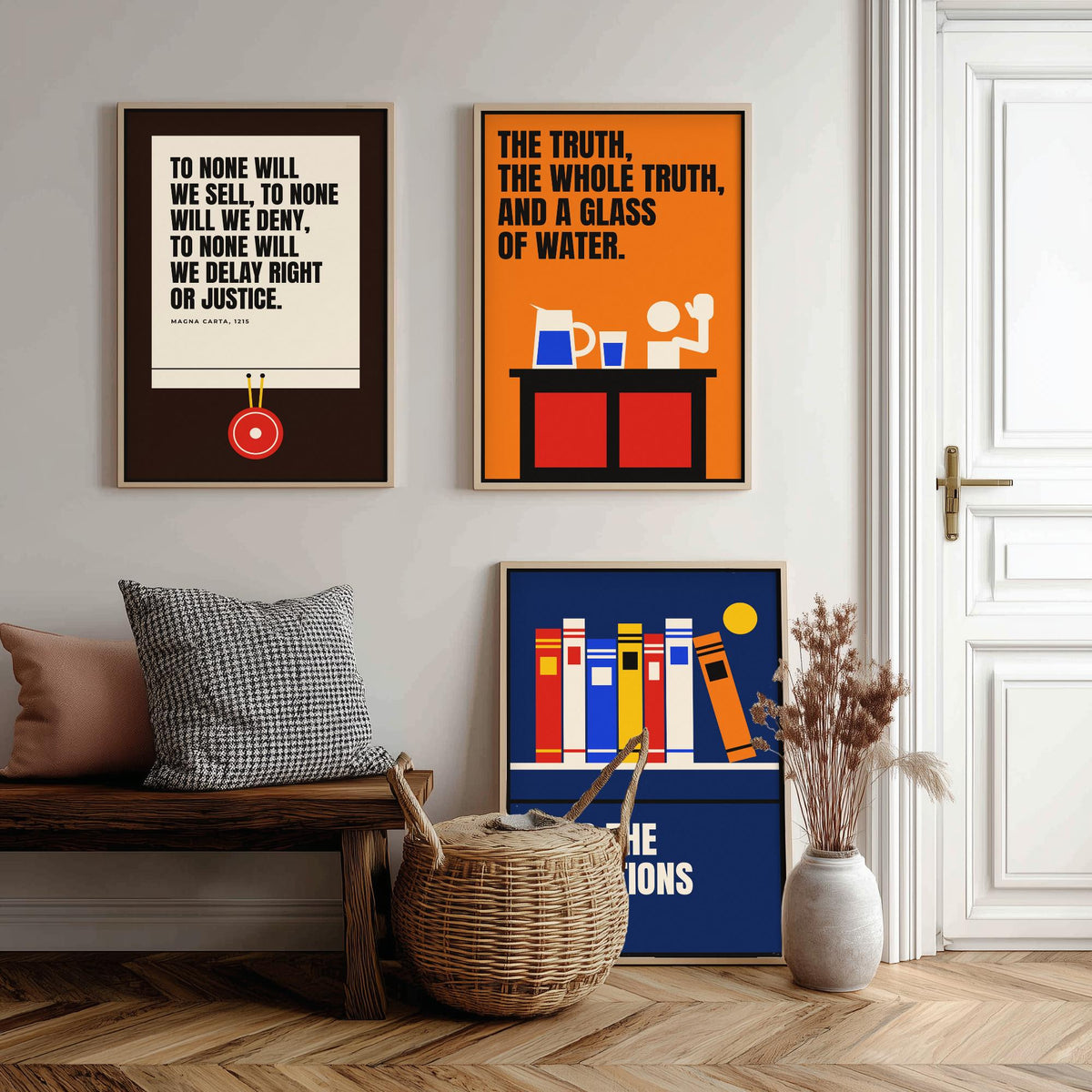 Law Quotes Set of Three Art Prints - 3 Retro Bauhaus Lawyer Posters - Minimalist Office Wall Art Illustration V2