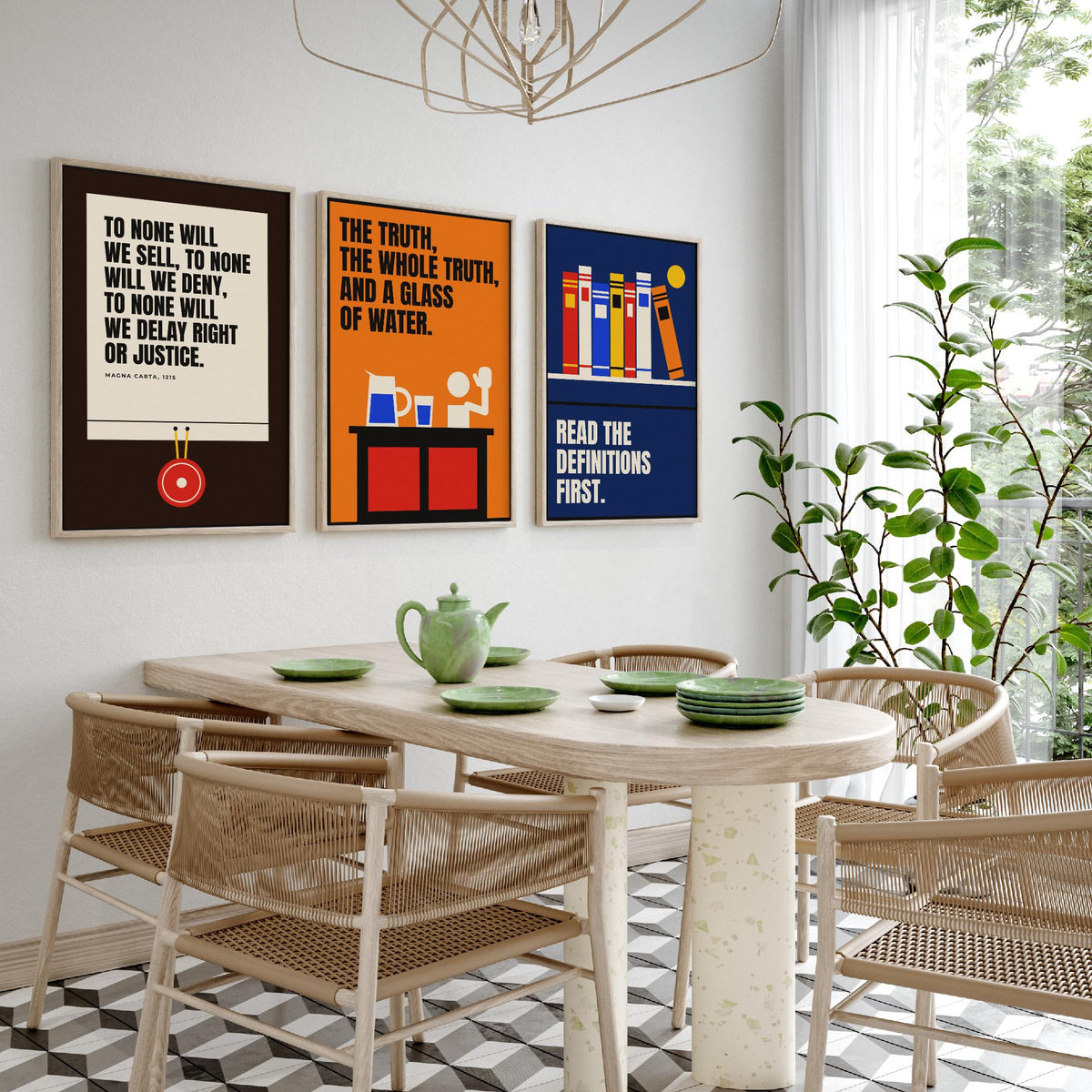 Law Quotes Set of Three Art Prints - 3 Retro Bauhaus Lawyer Posters - Minimalist Office Wall Art Illustration V2