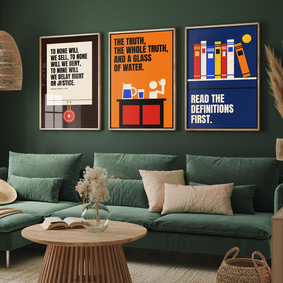 Law Quotes Set of Three Art Prints - 3 Retro Bauhaus Lawyer Posters - Minimalist Office Wall Art Illustration V2