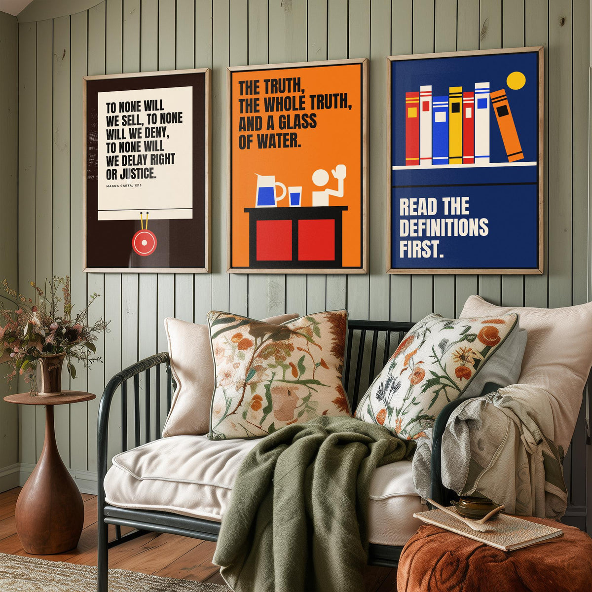 Law Quotes Set of Three Art Prints - 3 Retro Bauhaus Lawyer Posters - Minimalist Office Wall Art Illustration V2