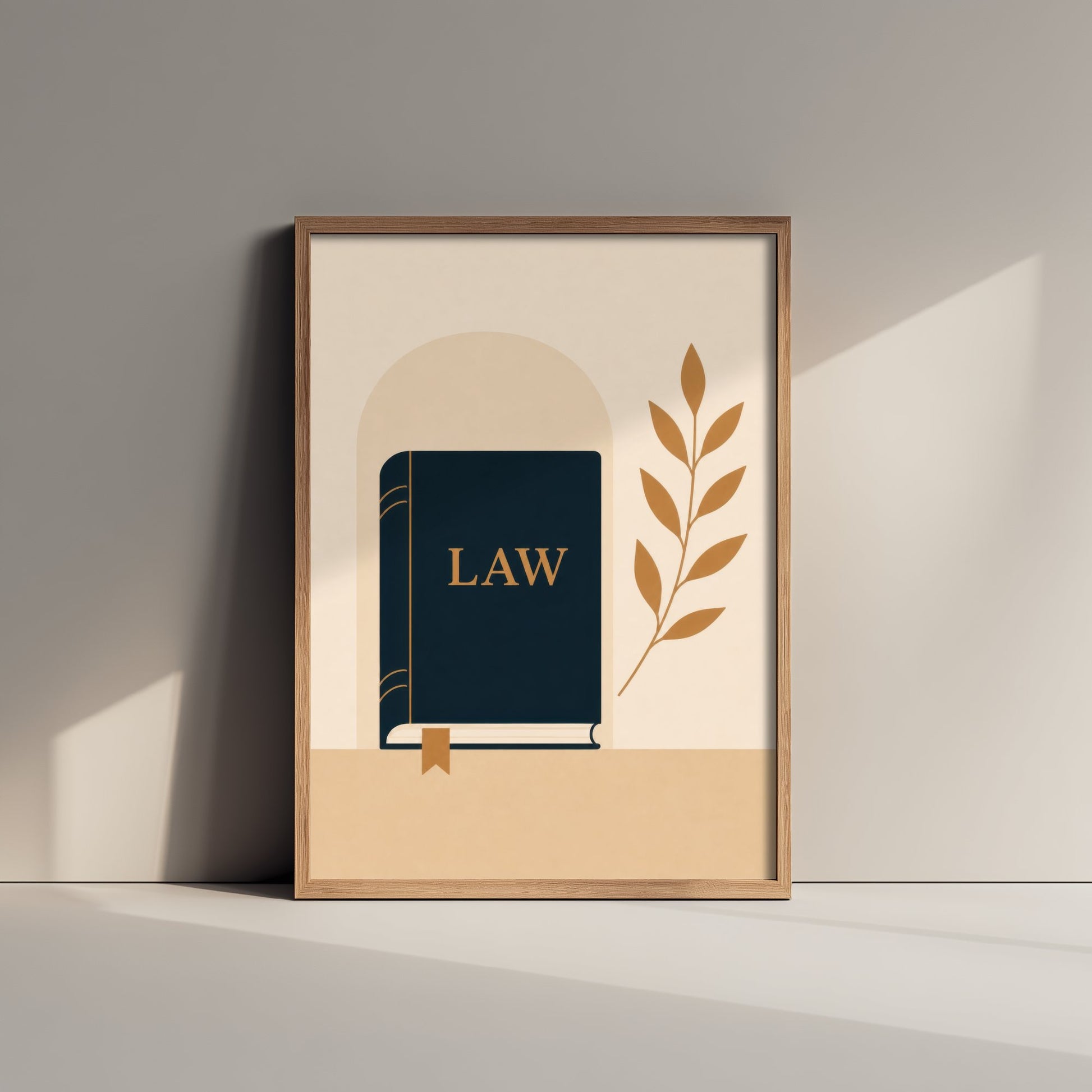 Law Book Art Print - Minimalist Law and Justice Poster - Navy Illustration - Lawyer Office Decor V2 1/3
