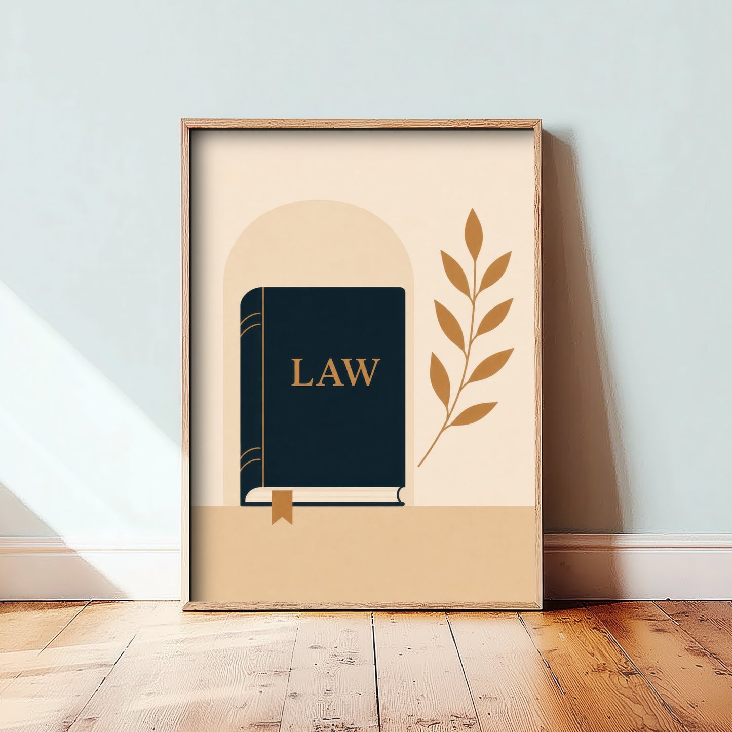 Law Book Art Print - Minimalist Law and Justice Poster - Navy Illustration - Lawyer Office Decor V2 1/3