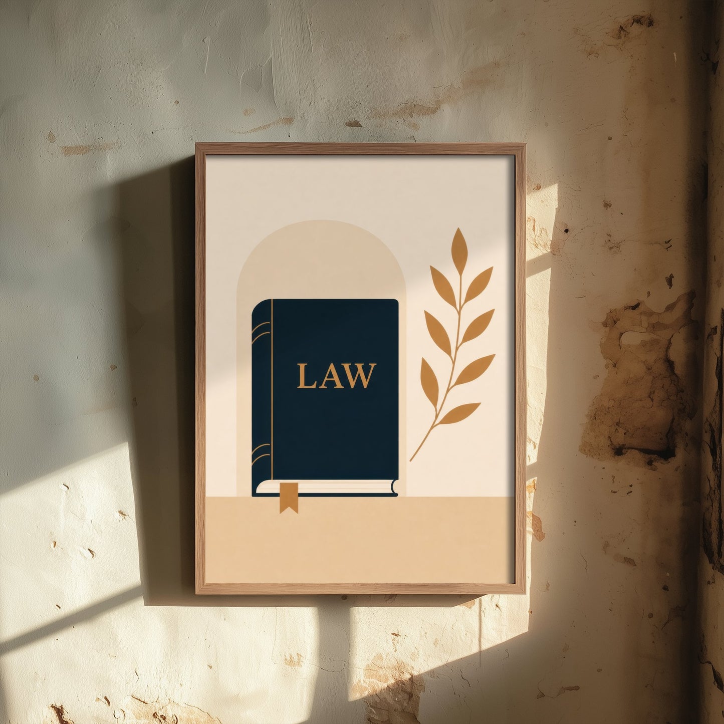 Law Book Art Print - Minimalist Law and Justice Poster - Navy Illustration - Lawyer Office Decor V2 1/3