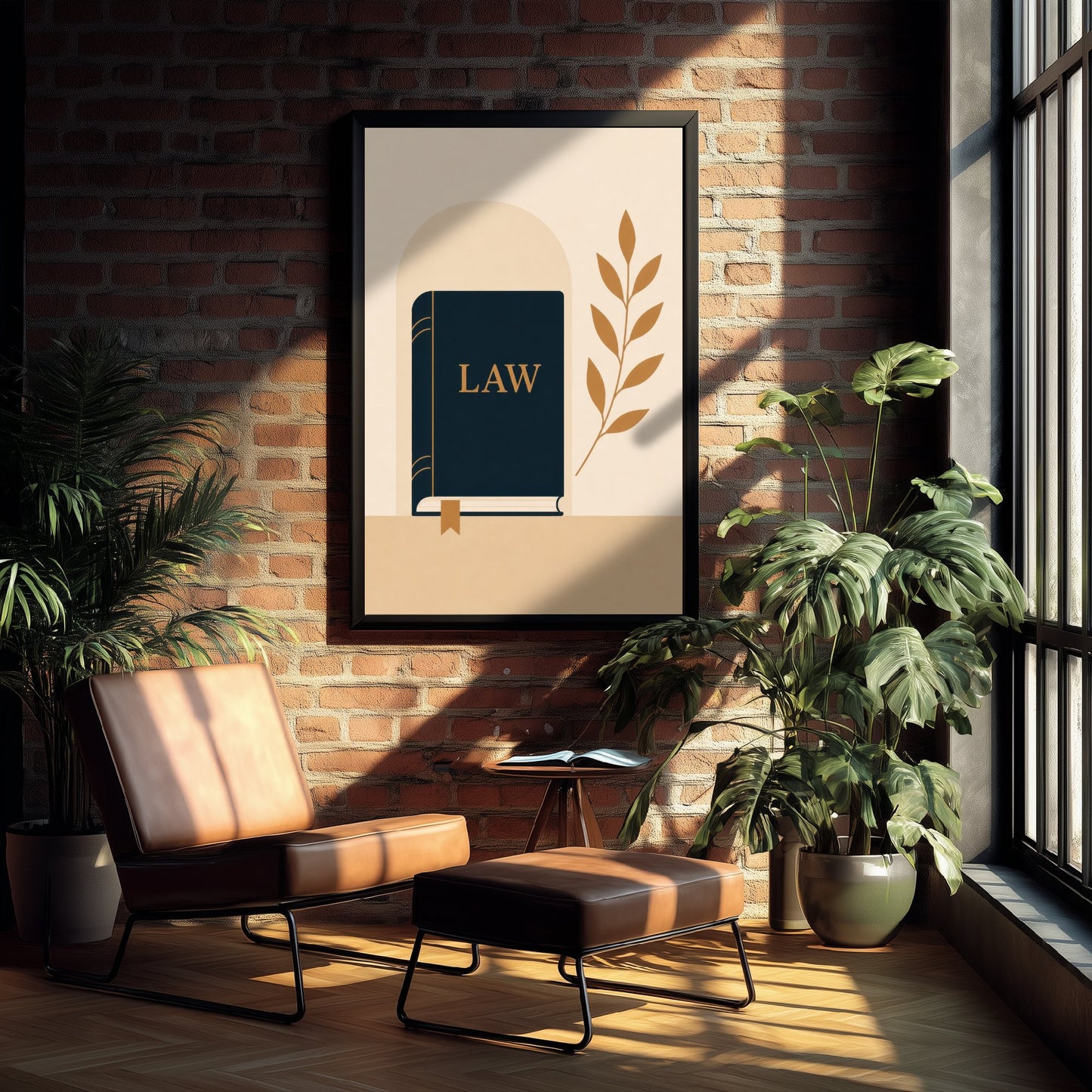 Law Book Art Print - Minimalist Law and Justice Poster - Navy Illustration - Lawyer Office Decor V2 1/3