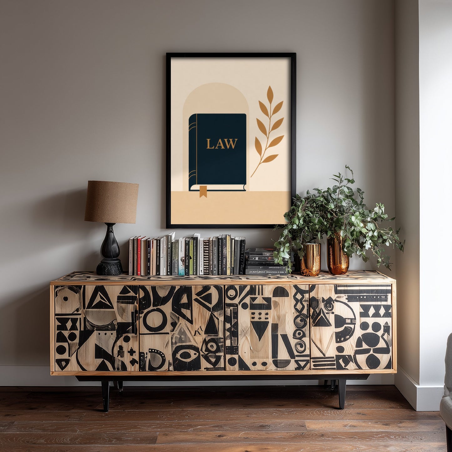 Law Book Art Print - Minimalist Law and Justice Poster - Navy Illustration - Lawyer Office Decor V2 1/3