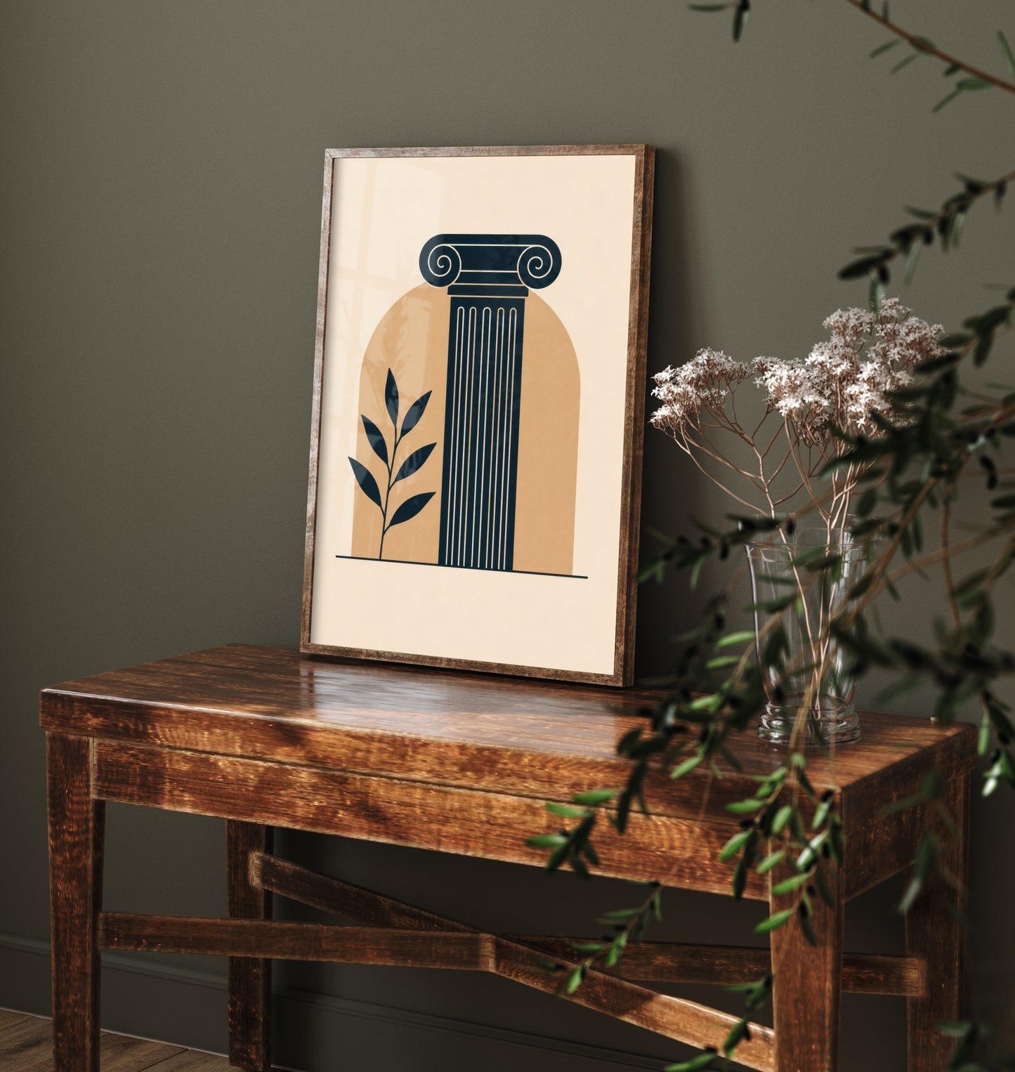 Classical Pillar Art Print - Minimalist Law and Justice Poster - Navy Illustration - Lawyer Office Decor V2 2/3