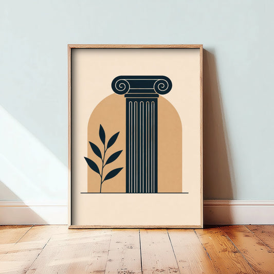 Classical Pillar Art Print - Minimalist Law and Justice Poster - Navy Illustration - Lawyer Office Decor V2 2/3