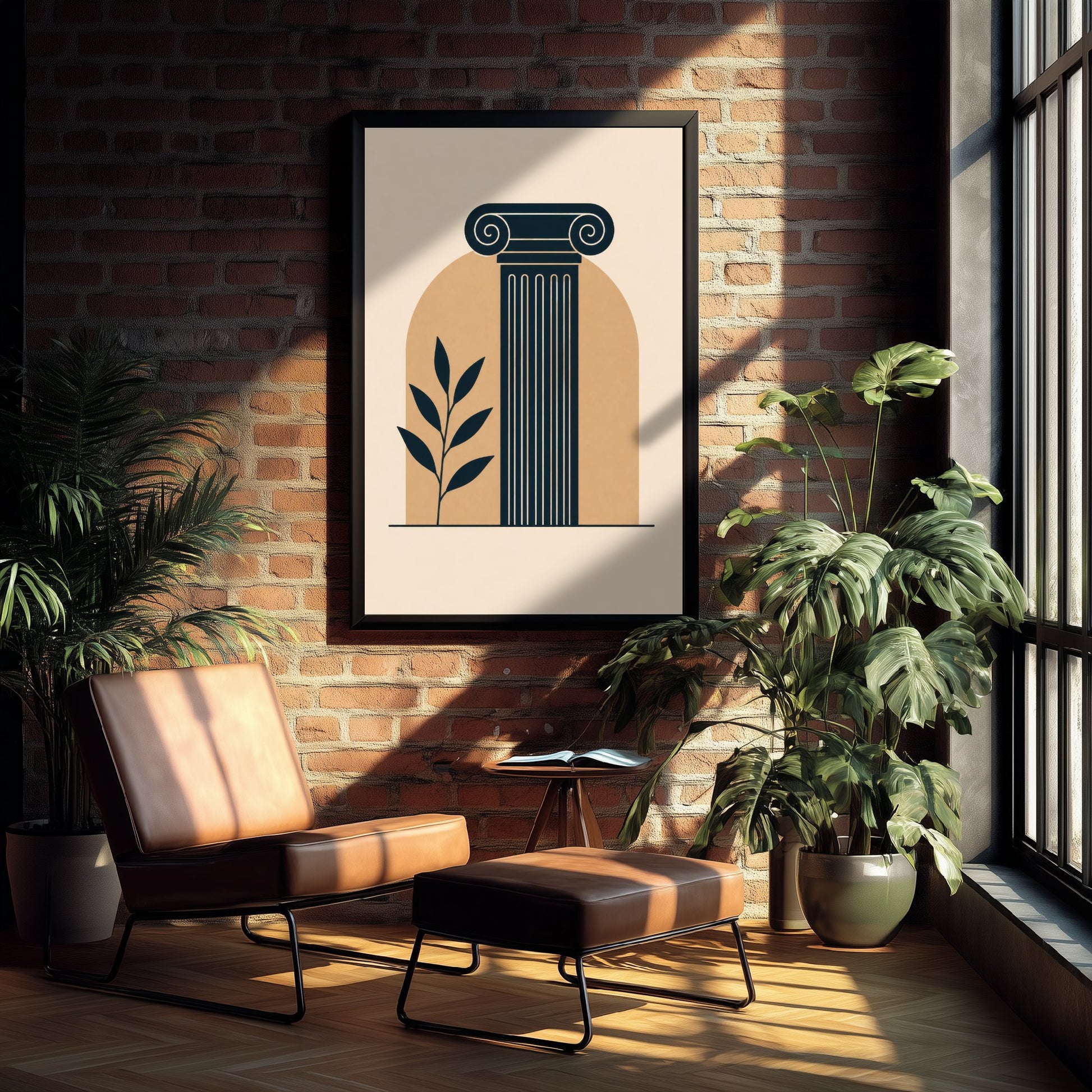 Classical Pillar Art Print - Minimalist Law and Justice Poster - Navy Illustration - Lawyer Office Decor V2 2/3