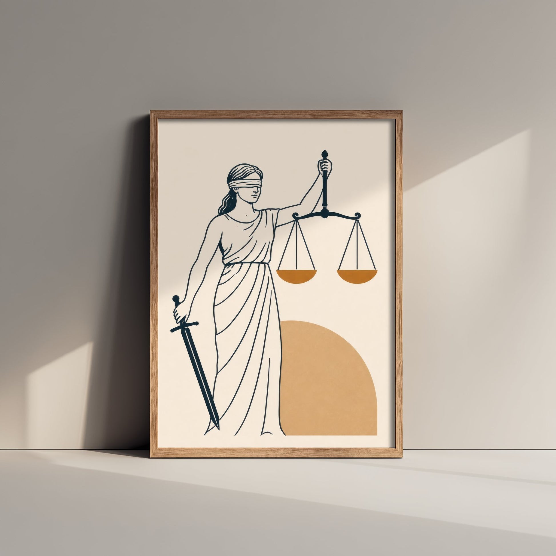 Lady Justice Art Print - Minimalist Law and Justice Poster - Navy Illustration - Lawyer Office Decor V2 3/3