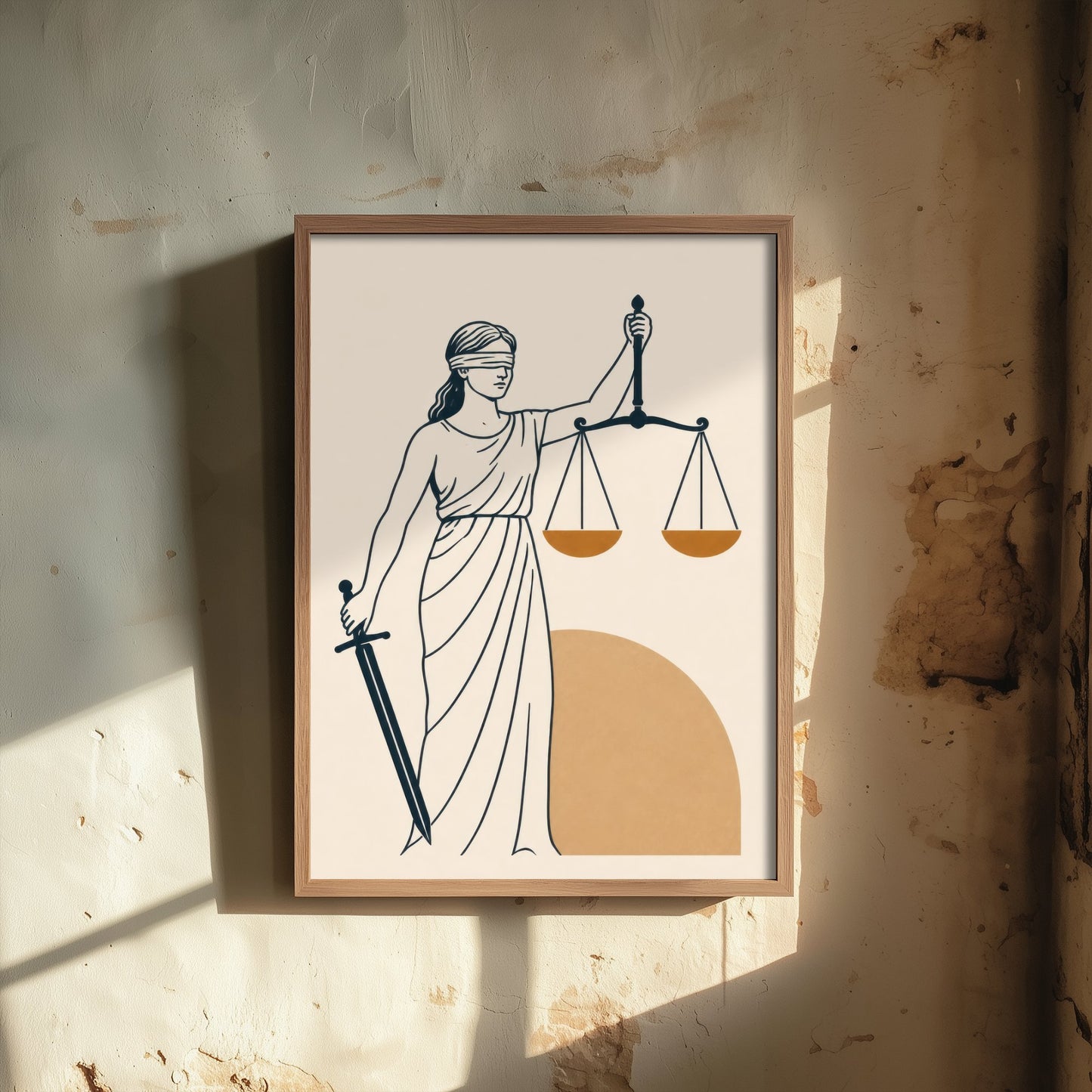 Lady Justice Art Print - Minimalist Law and Justice Poster - Navy Illustration - Lawyer Office Decor V2 3/3