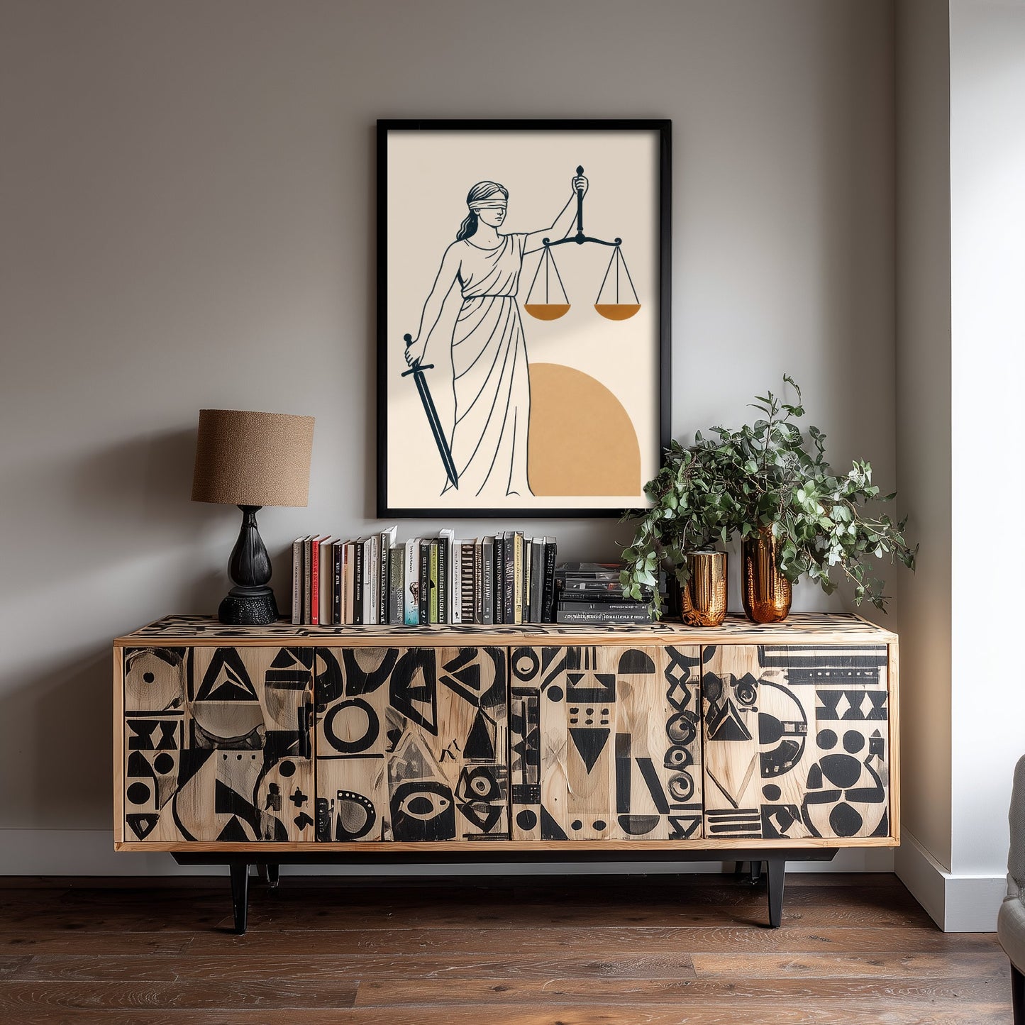 Lady Justice Art Print - Minimalist Law and Justice Poster - Navy Illustration - Lawyer Office Decor V2 3/3