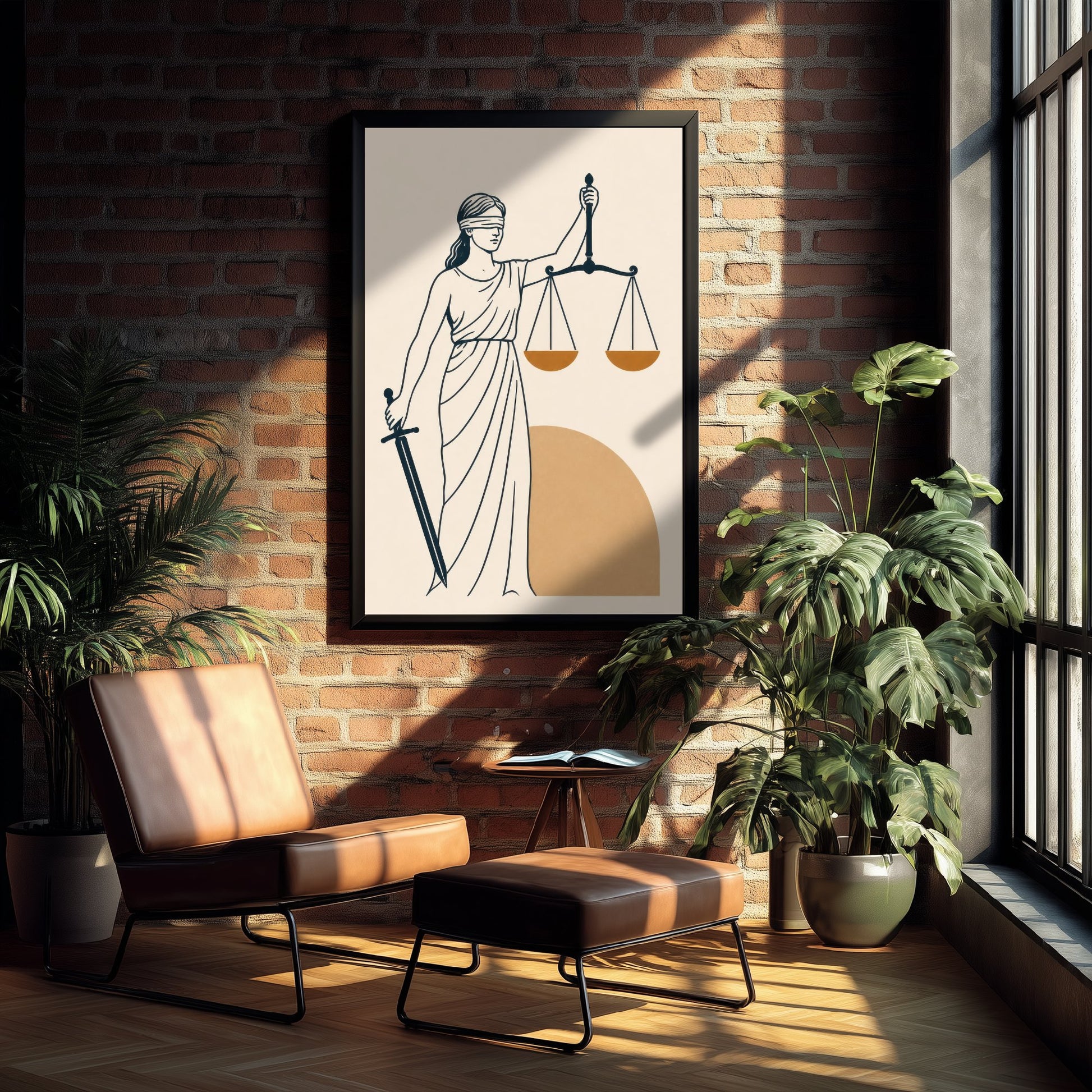 Lady Justice Art Print - Minimalist Law and Justice Poster - Navy Illustration - Lawyer Office Decor V2 3/3