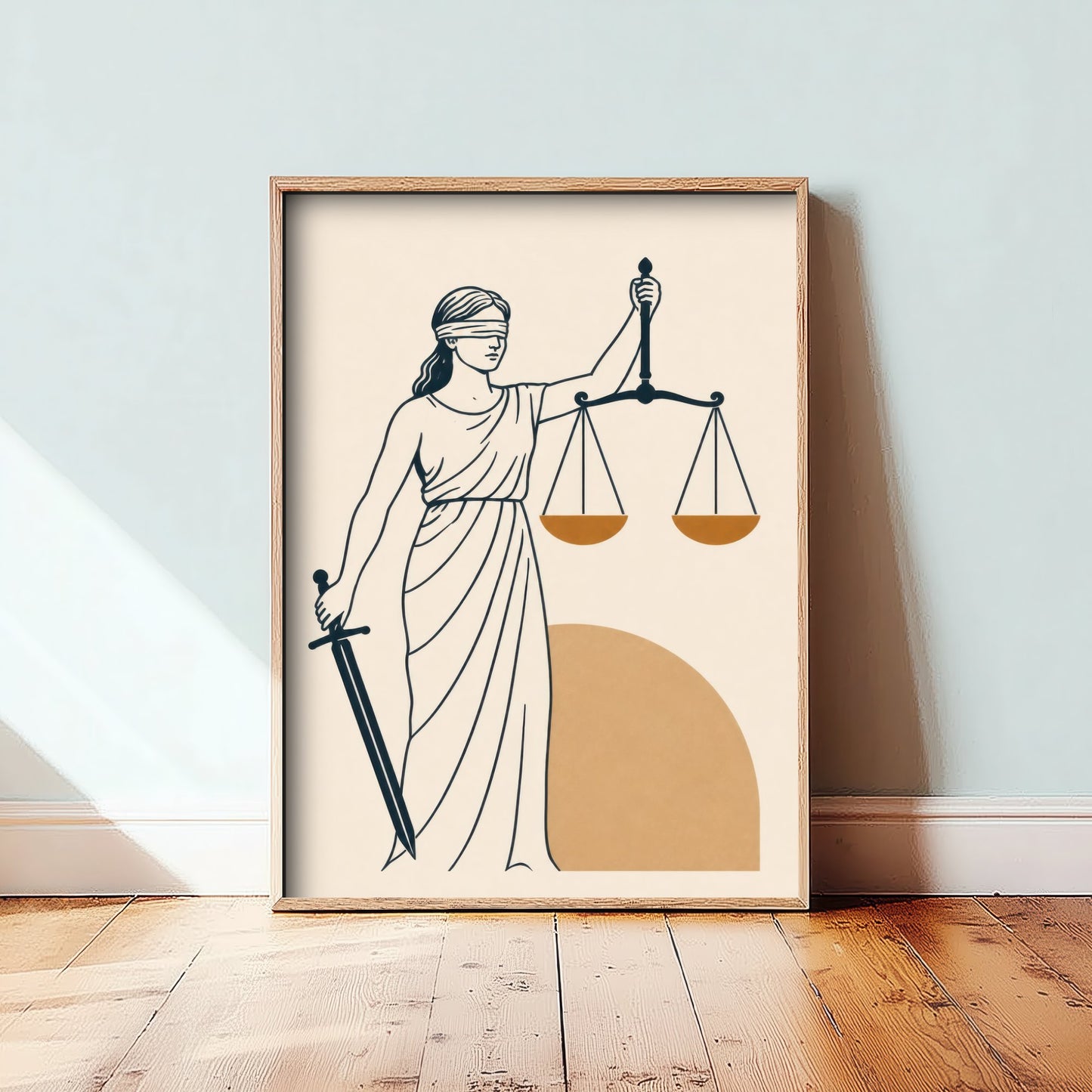 Lady Justice Art Print - Minimalist Law and Justice Poster - Navy Illustration - Lawyer Office Decor V2 3/3