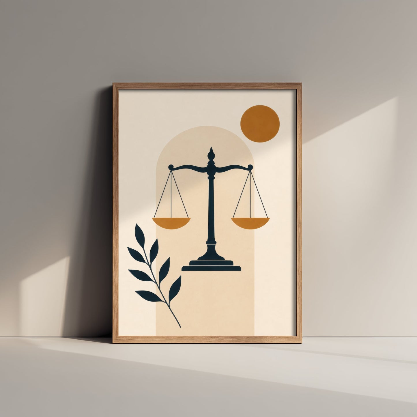 Scales of Justice Art Print - Minimalist Law and Justice Poster - Navy Illustration - Lawyer Office Decor V1 1/3