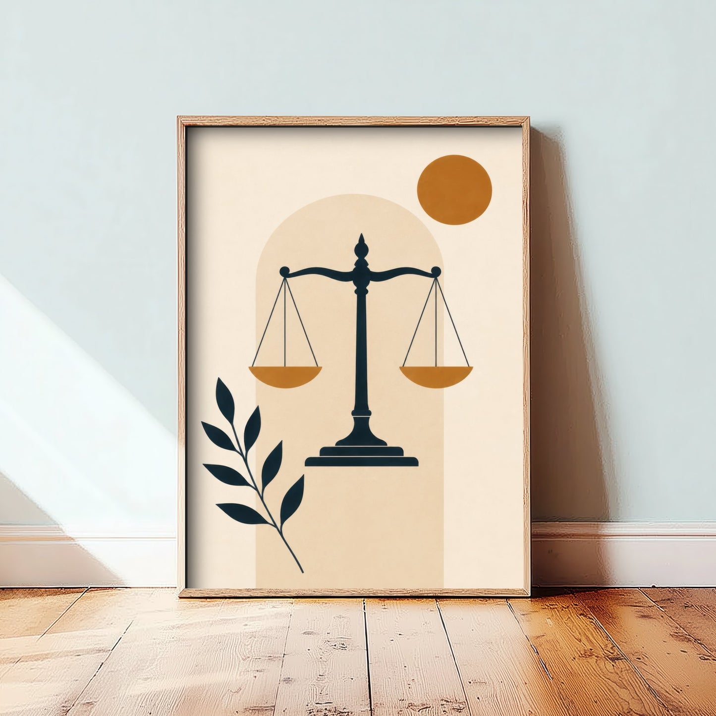 Scales of Justice Art Print - Minimalist Law and Justice Poster - Navy Illustration - Lawyer Office Decor V1 1/3