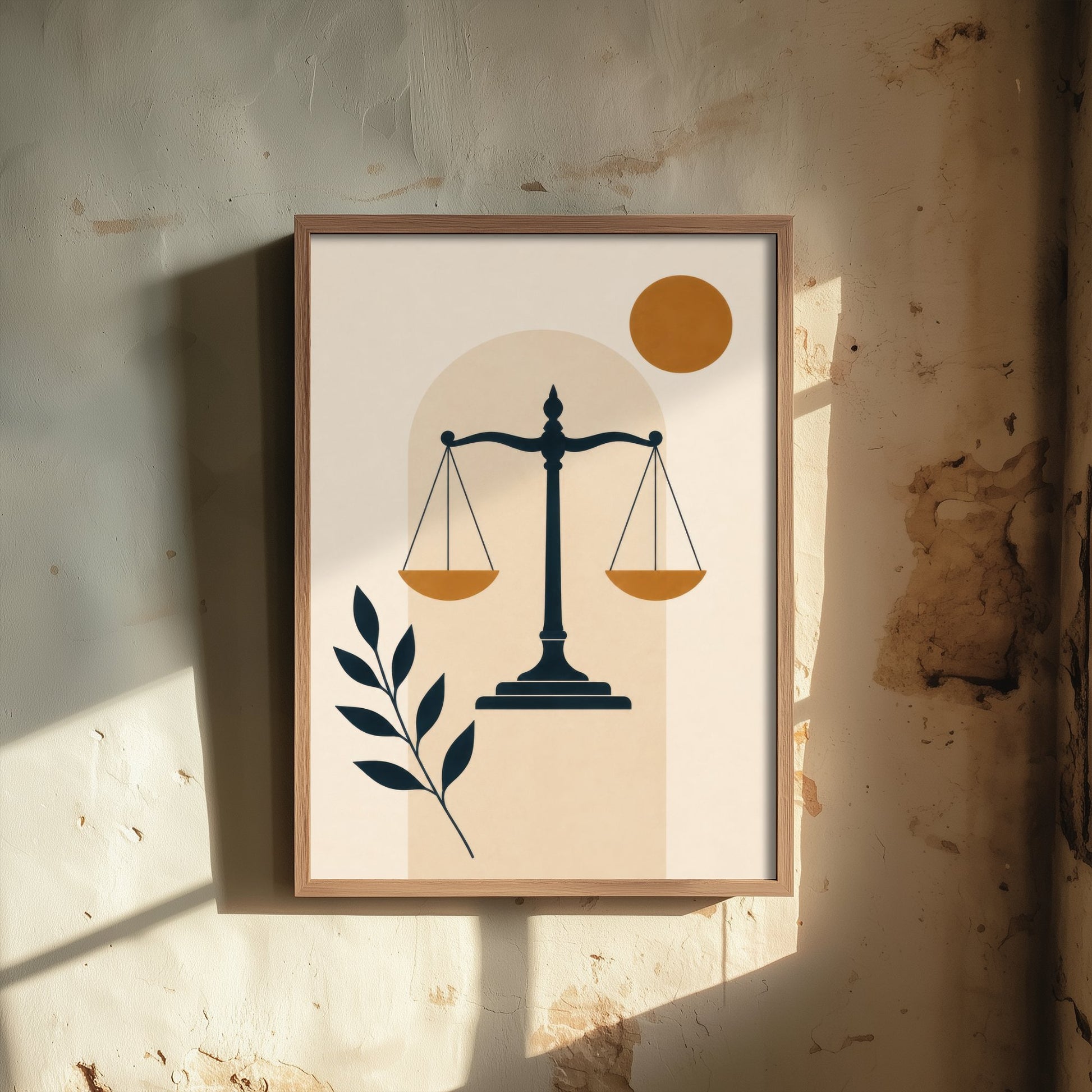 Scales of Justice Art Print - Minimalist Law and Justice Poster - Navy Illustration - Lawyer Office Decor V1 1/3