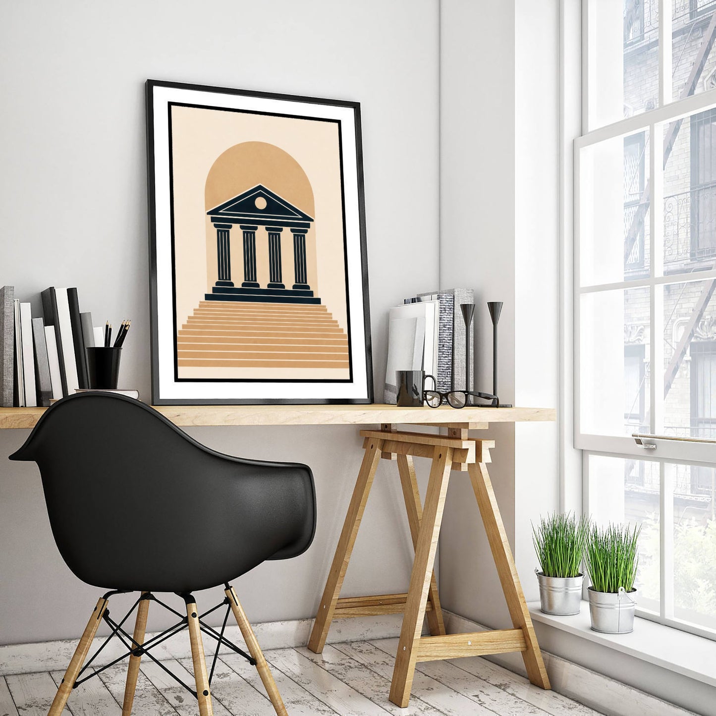 Courthouse Art Print - Minimalist Law and Justice Poster - Navy Illustration - Lawyer Office Decor V1 2/3