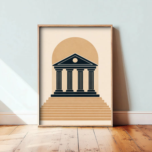 Courthouse Art Print - Minimalist Law and Justice Poster - Navy Illustration - Lawyer Office Decor V1 2/3