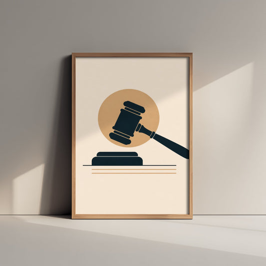 Gavel Art Print - Minimalist Law and Justice Poster - Navy Illustration - Lawyer Office Decor V1 3/3