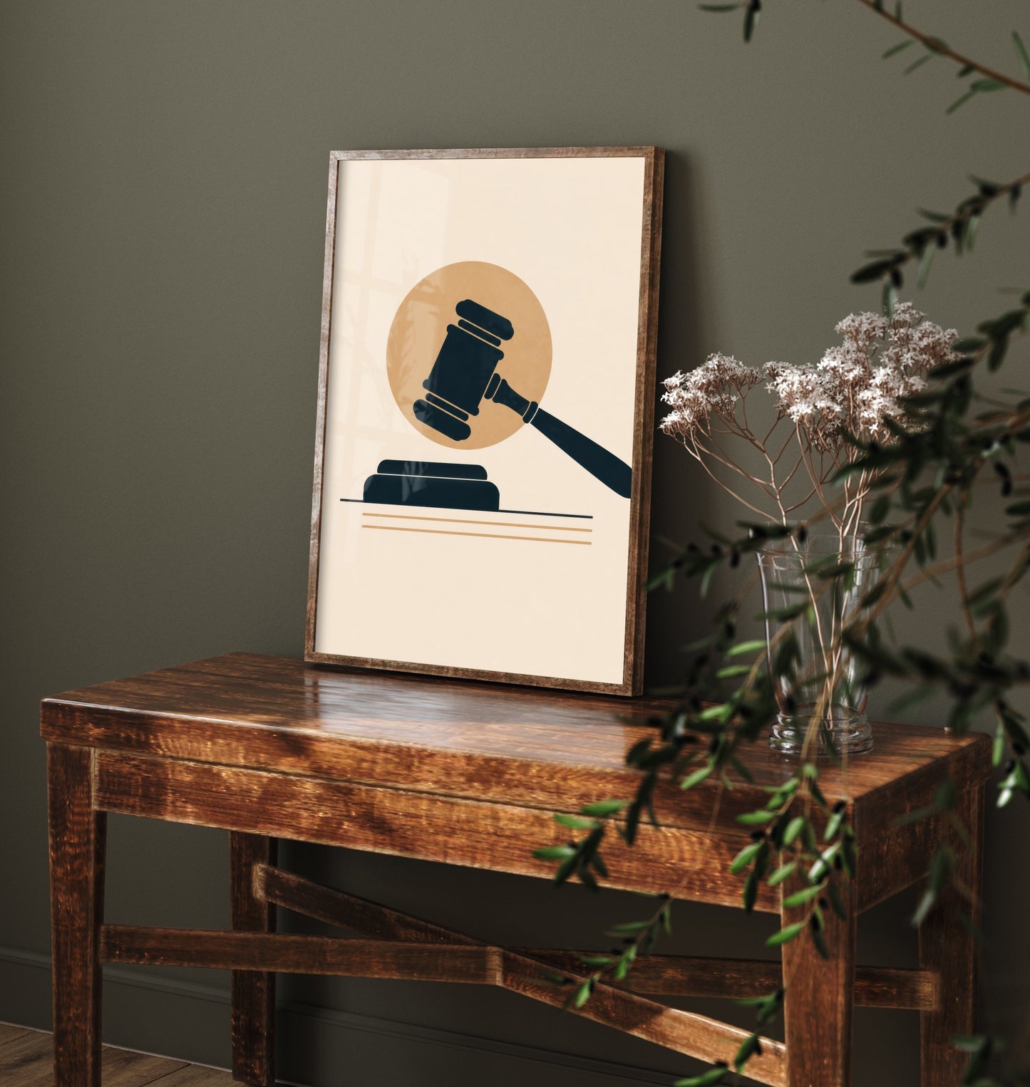 Gavel Art Print - Minimalist Law and Justice Poster - Navy Illustration - Lawyer Office Decor V1 3/3