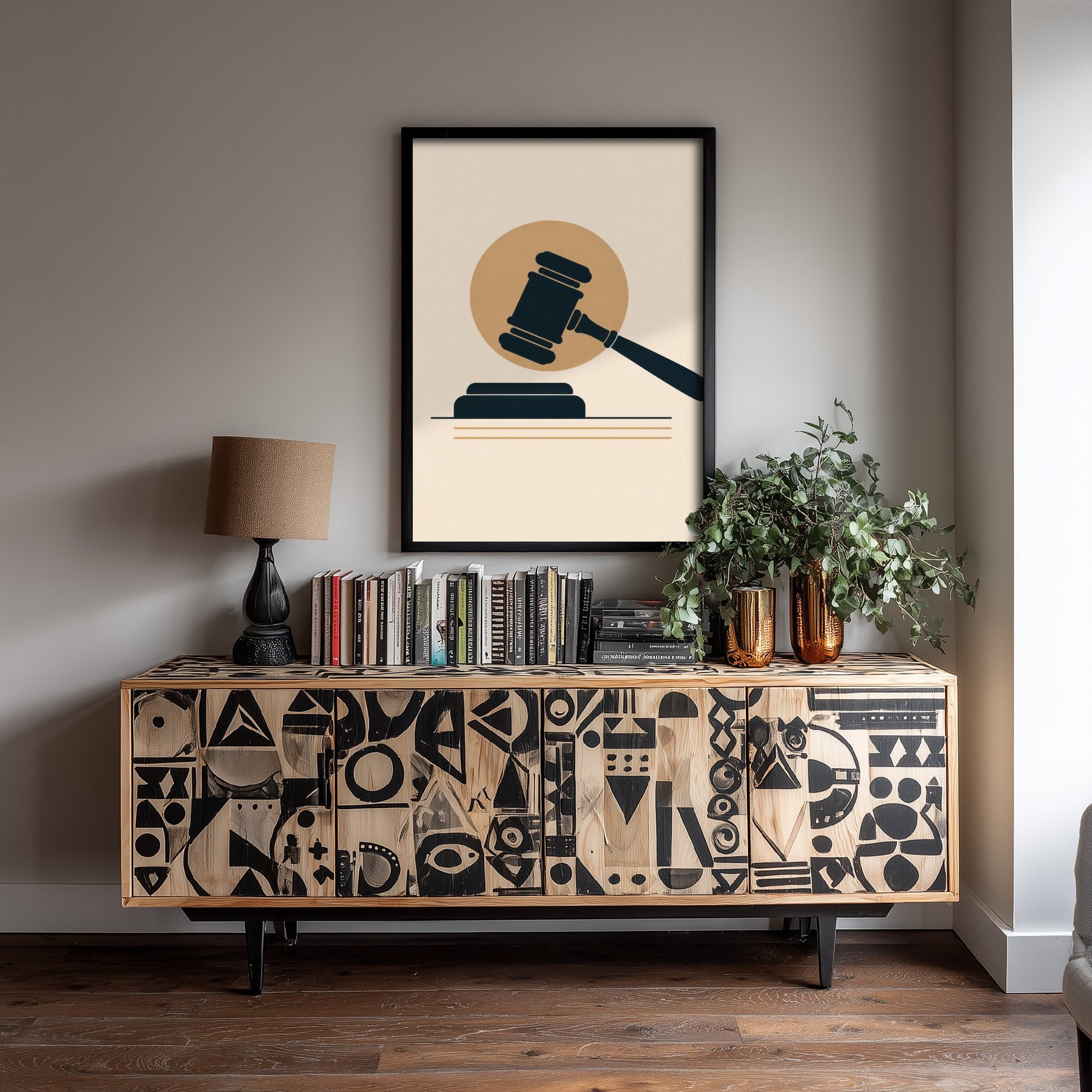 Gavel Art Print - Minimalist Law and Justice Poster - Navy Illustration - Lawyer Office Decor V1 3/3