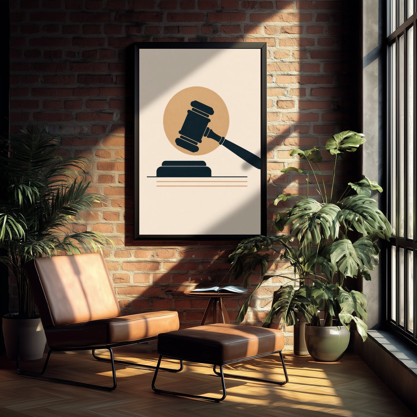 Gavel Art Print - Minimalist Law and Justice Poster - Navy Illustration - Lawyer Office Decor V1 3/3
