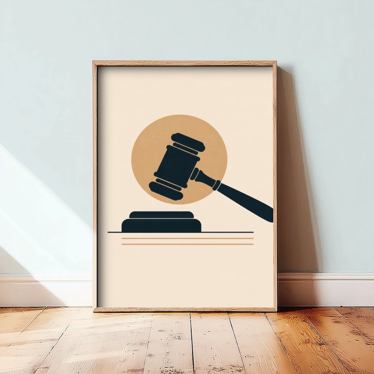 Gavel Art Print - Minimalist Law and Justice Poster - Navy Illustration - Lawyer Office Decor V1 3/3