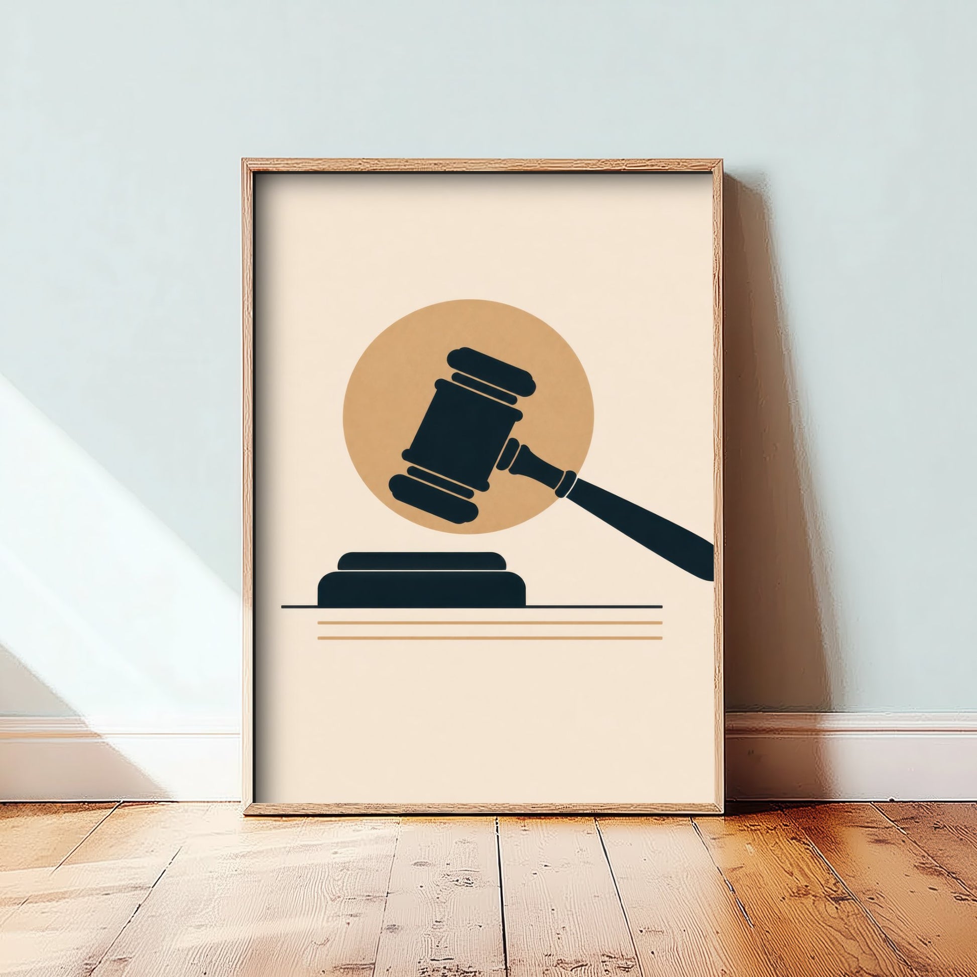 Gavel Art Print - Minimalist Law and Justice Poster - Navy Illustration - Lawyer Office Decor V1 3/3