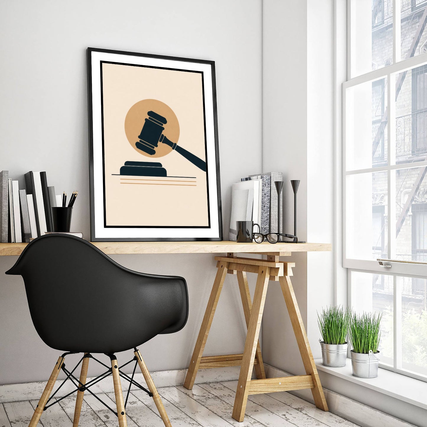 Gavel Art Print - Minimalist Law and Justice Poster - Navy Illustration - Lawyer Office Decor V1 3/3