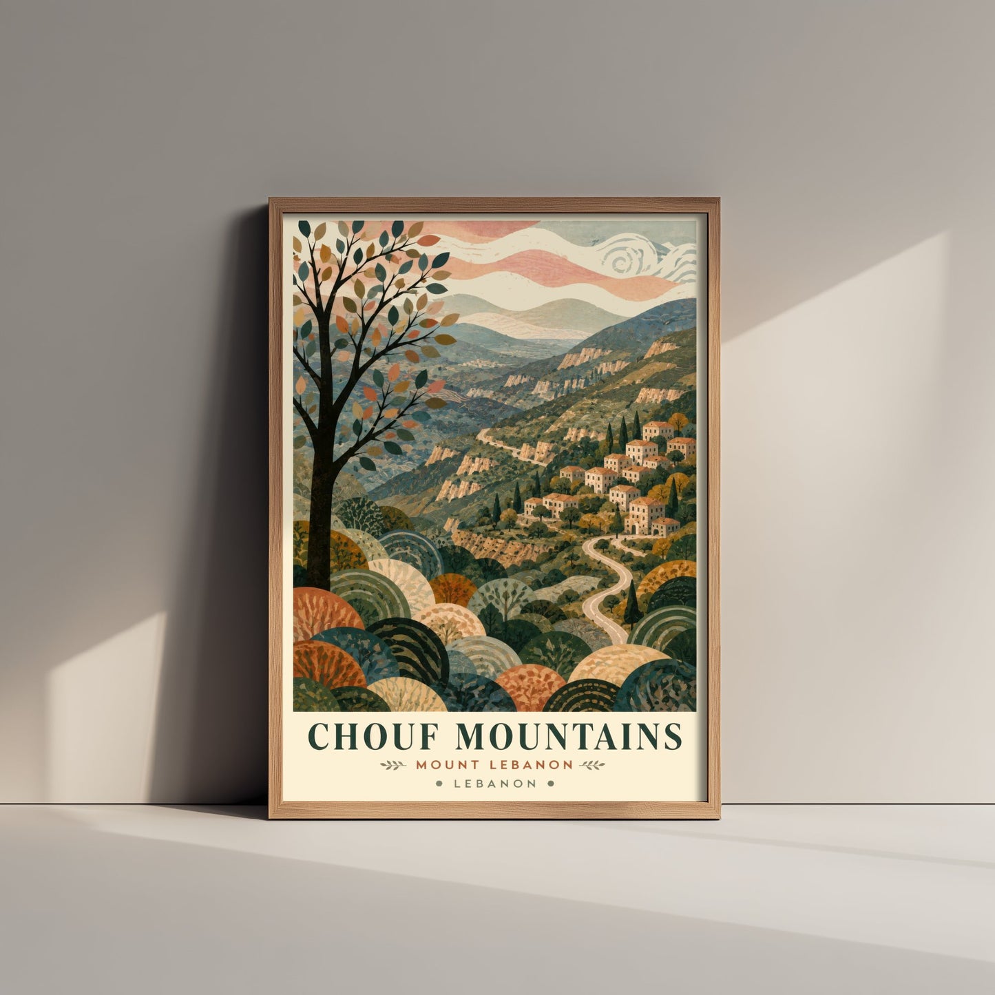 Chouf Mountains Lebanon Travel Poster - Art Print - Boho Illustration - Mount Lebanon Wall Art V1 3/3