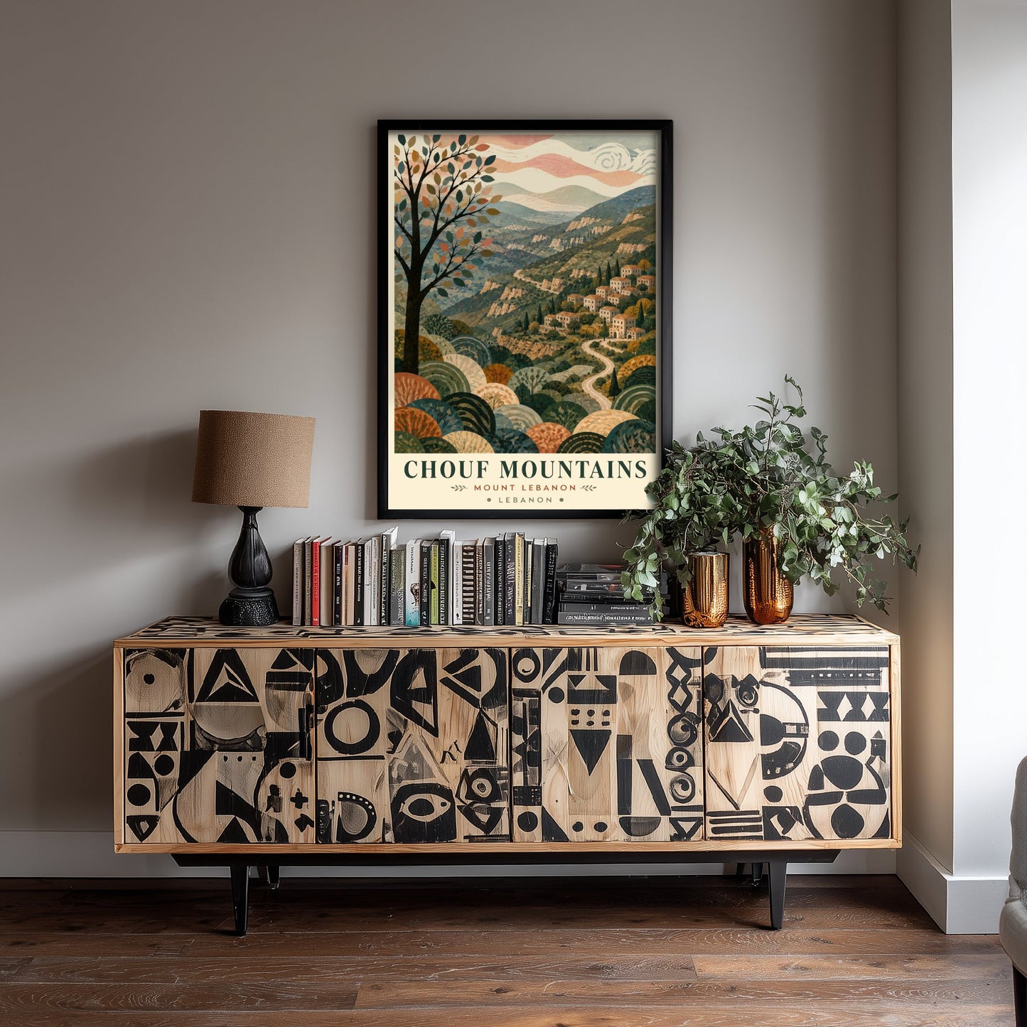 Chouf Mountains Lebanon Travel Poster - Art Print - Boho Illustration - Mount Lebanon Wall Art V1 3/3