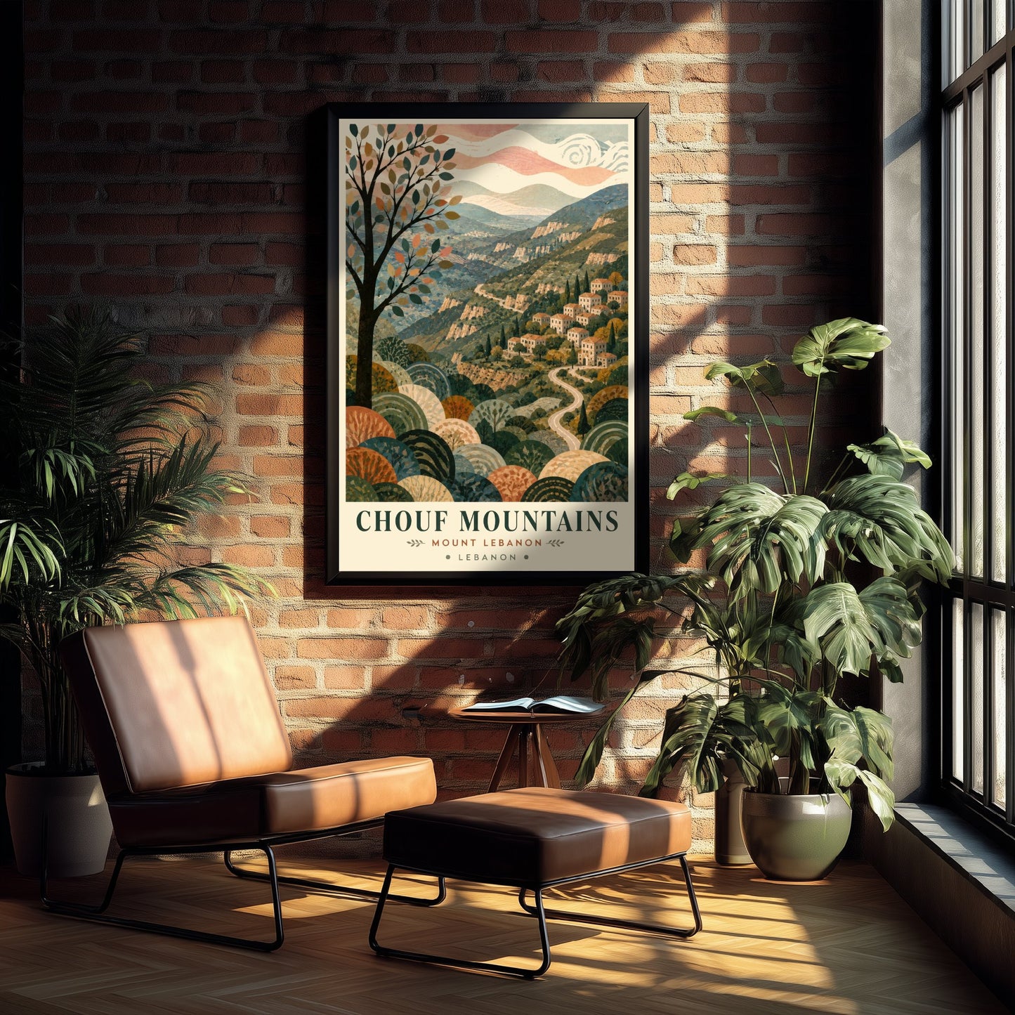 Chouf Mountains Lebanon Travel Poster - Art Print - Boho Illustration - Mount Lebanon Wall Art V1 3/3