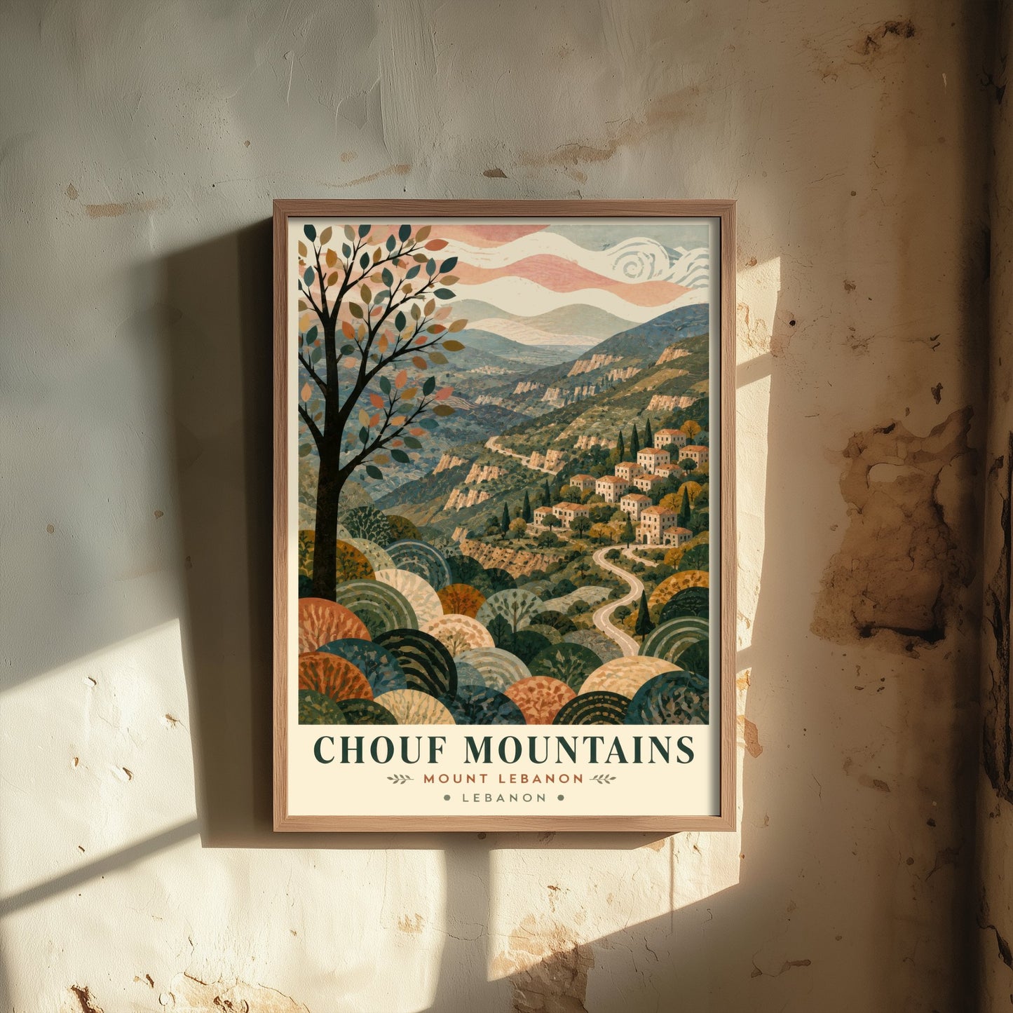 Chouf Mountains Lebanon Travel Poster - Art Print - Boho Illustration - Mount Lebanon Wall Art V1 3/3