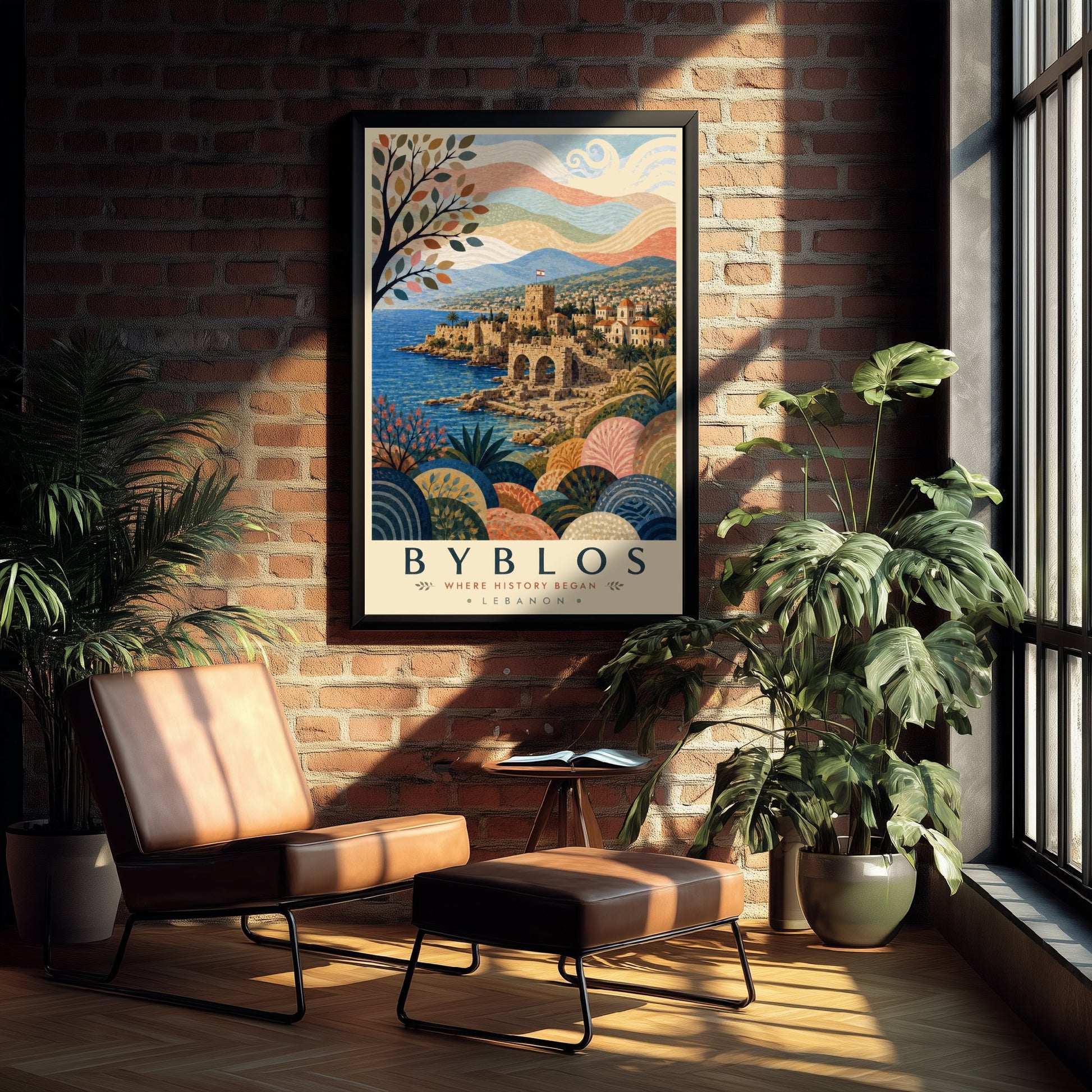 Byblos Lebanon Travel Poster - Art Print - Boho Illustration - Ancient Coastal City Wall Art V2 3/3