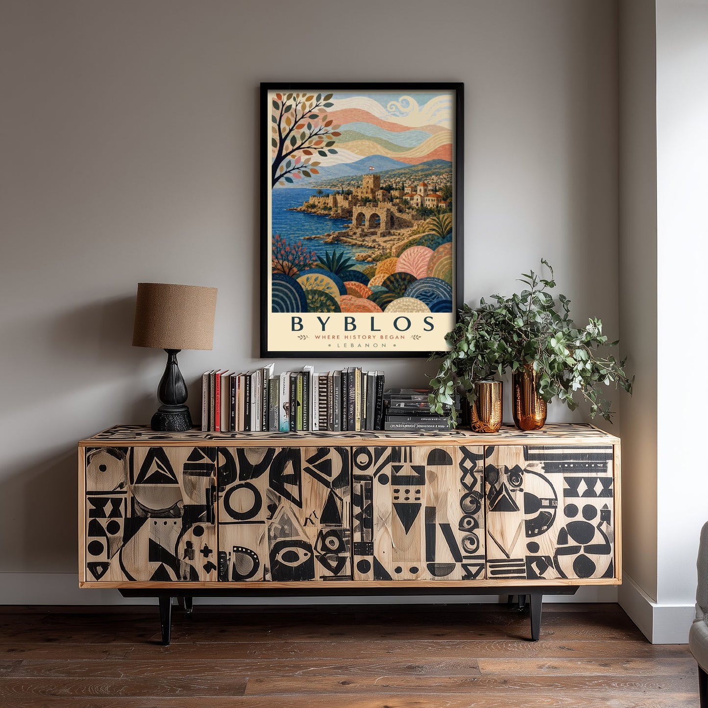 Byblos Lebanon Travel Poster - Art Print - Boho Illustration - Ancient Coastal City Wall Art V2 3/3
