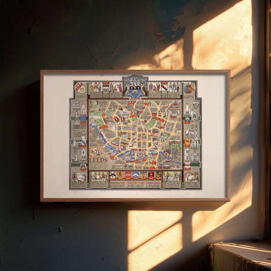 Leeds Map 1626 Art Print - Vintage Illustrated City Map Poster - Historic Yorkshire Illustration - Royal Charter