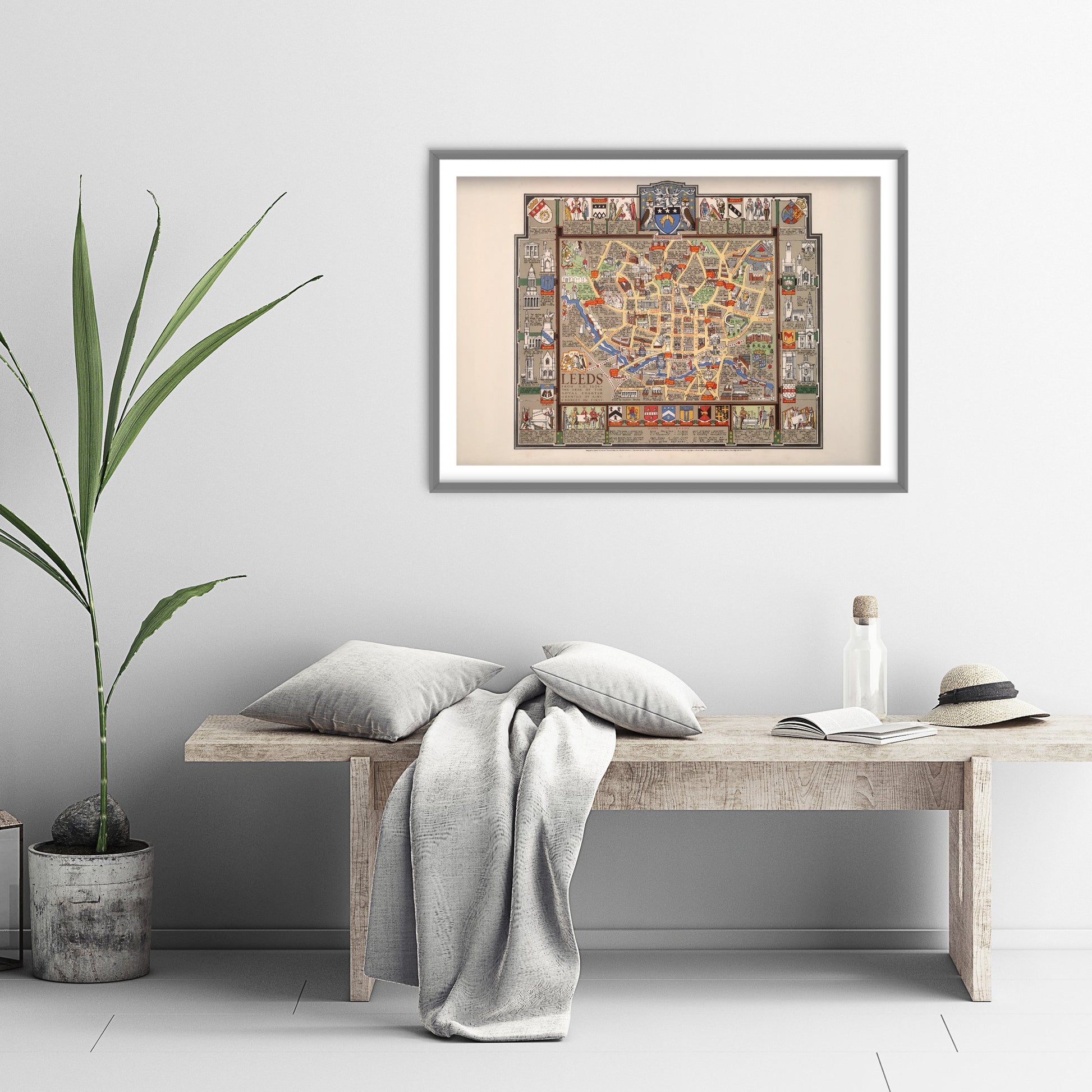 Leeds Map 1626 Art Print - Vintage Illustrated City Map Poster - Historic Yorkshire Illustration - Royal Charter