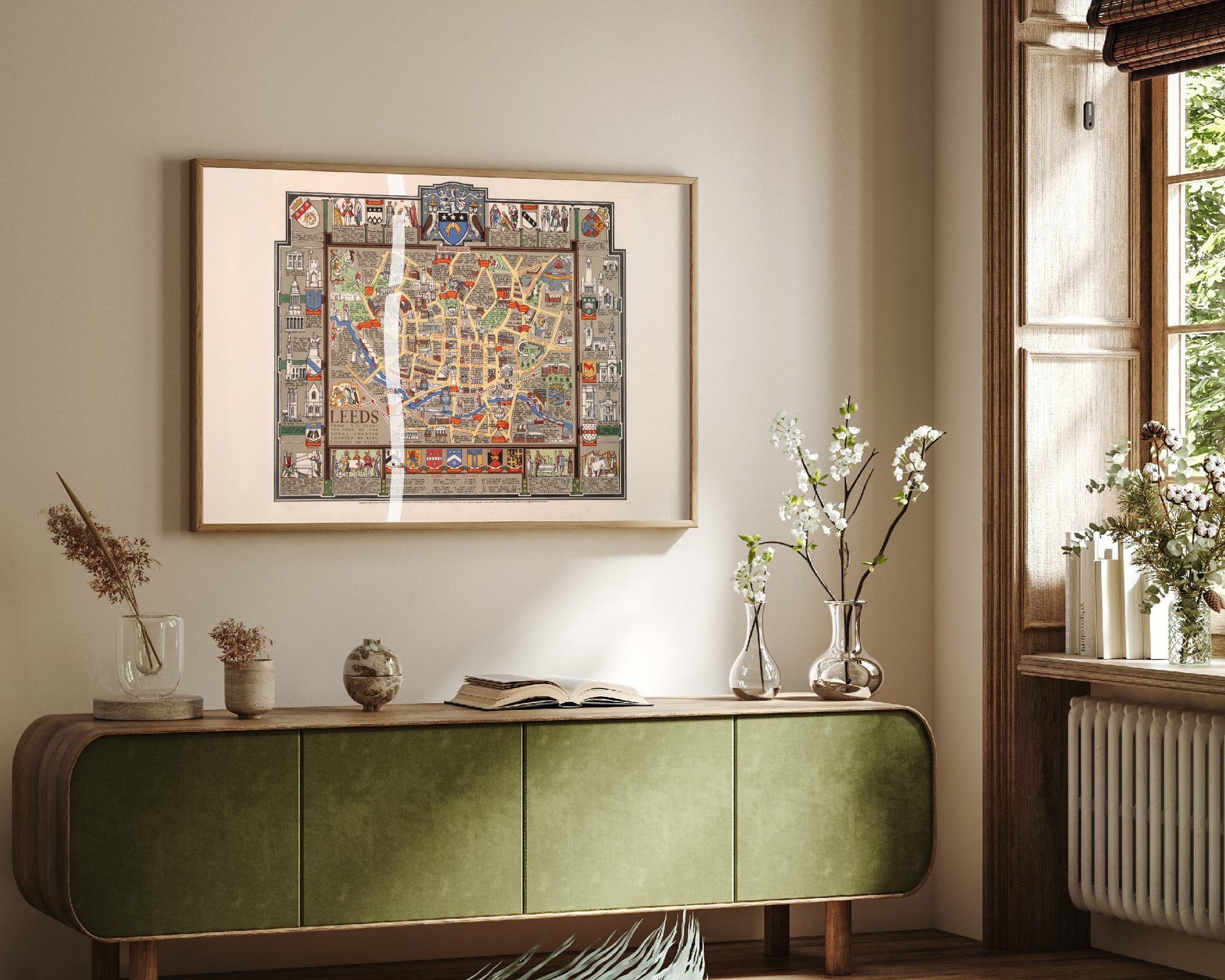 Leeds Map 1626 Art Print - Vintage Illustrated City Map Poster - Historic Yorkshire Illustration - Royal Charter