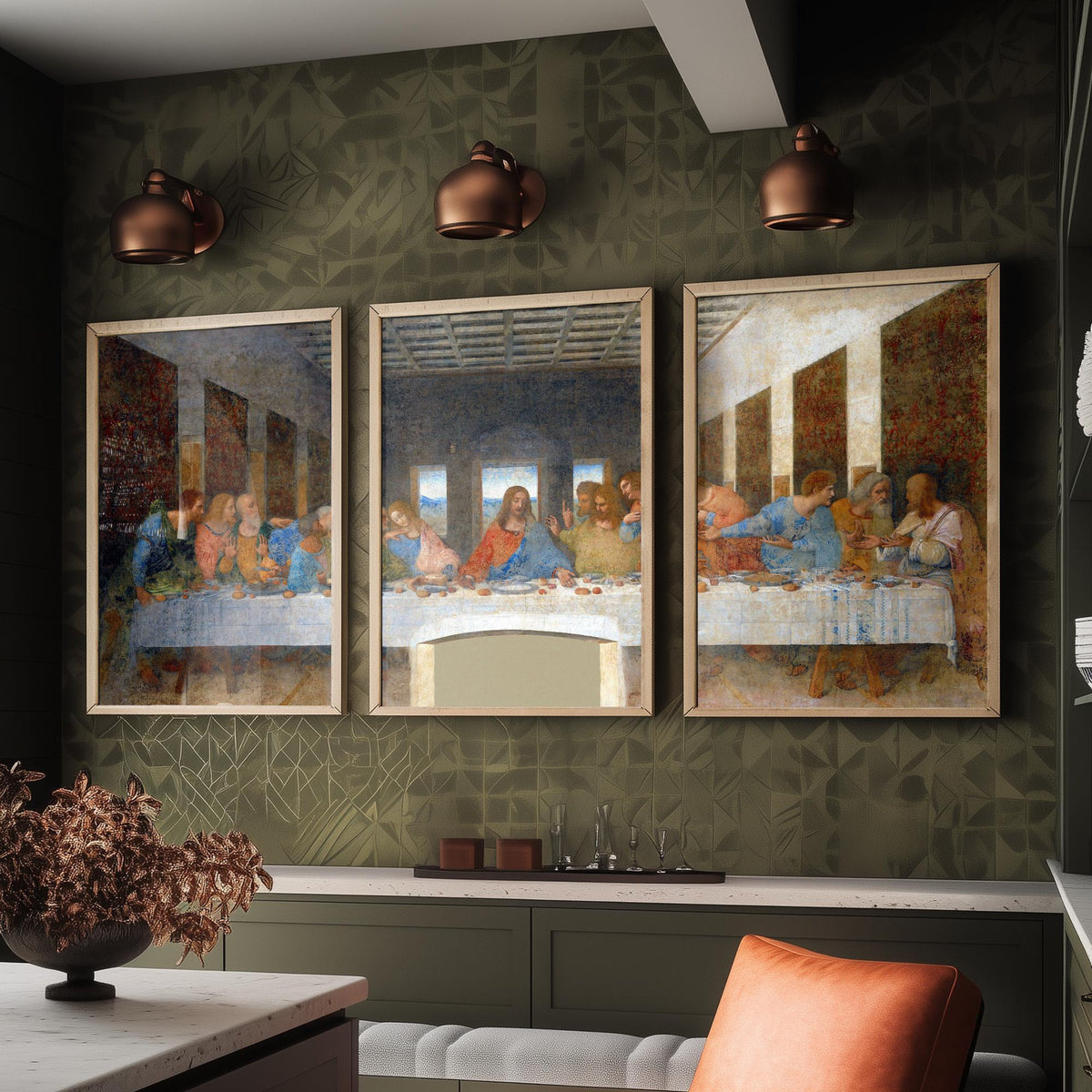 Leonardo da Vinci The Last Supper Set of Three Art Prints - Panoramic Renaissance Painting Poster